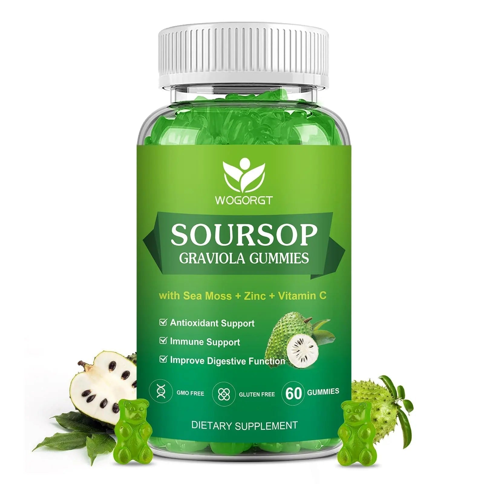 WOGORGT Soursop Graviola Gummies - Soursop Multivitamin Gummies with 200mg Sea Moss Extract for Antioxidant WOGORGT buy supplements canada
