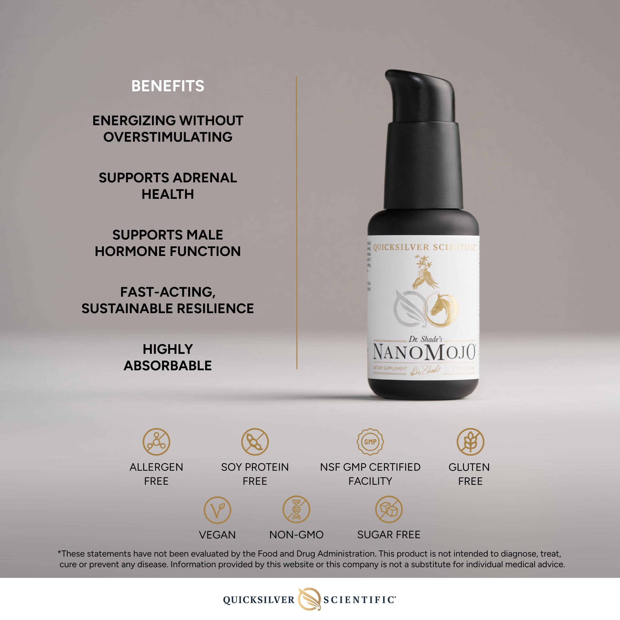 Quicksilver Scientific NanoMojo - Male-Specific Endurance Elixir & Energy Boost Support - 19 Herbs Including Epimedium for Men, Rhodiola Extract, Herbal Ginseng, and Adaptogenic Herbs (1.7oz / 50ml) Quicksilver Scientific buy supplements canada