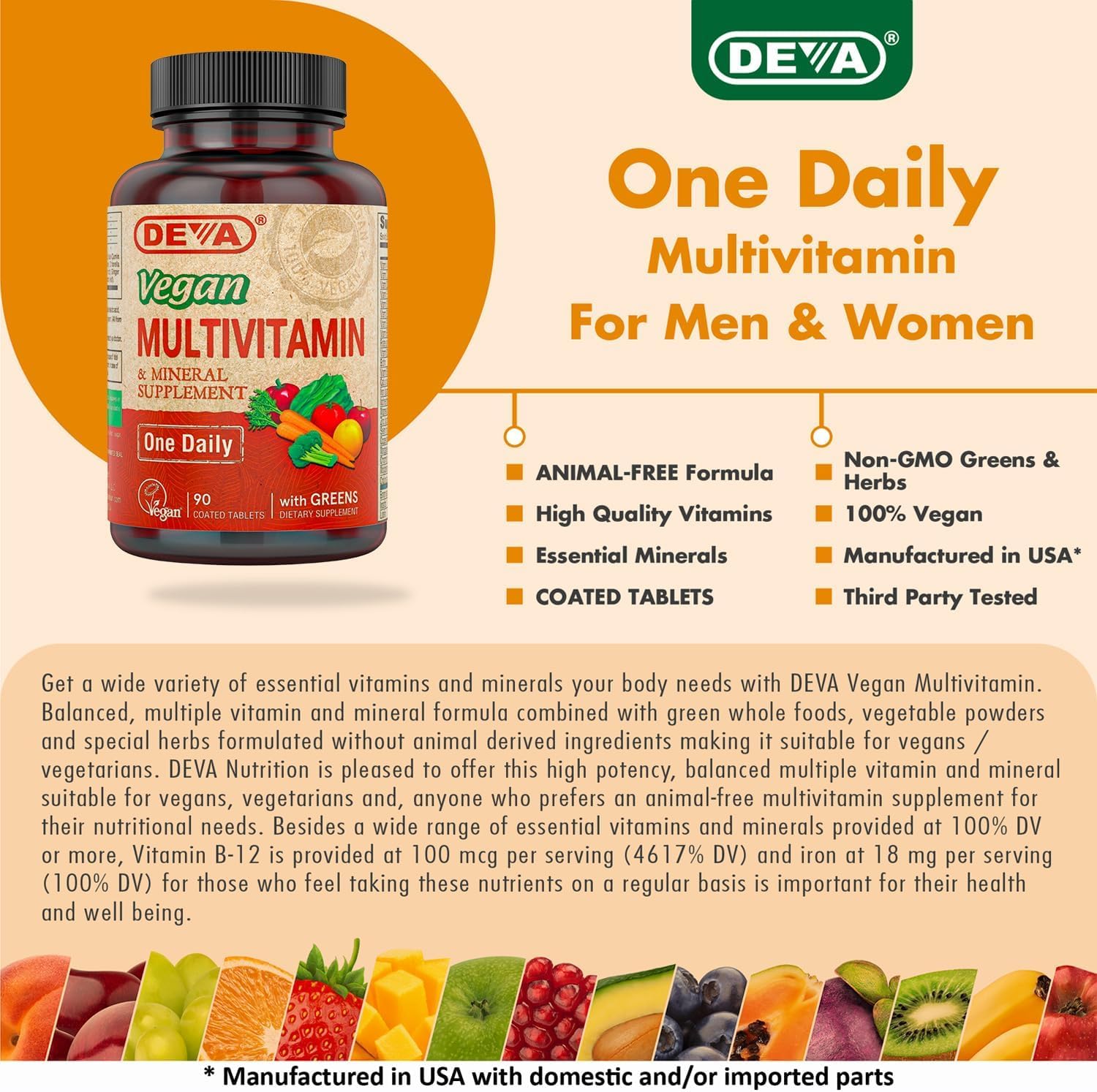 DEVA Vegan Multivitamin & Mineral Supplement with Iron 2-Pack, Spirulina, Chlorella, Ashwagandha, Broccoli & More, 90 Coated Tablets Each DEVA buy supplements canada