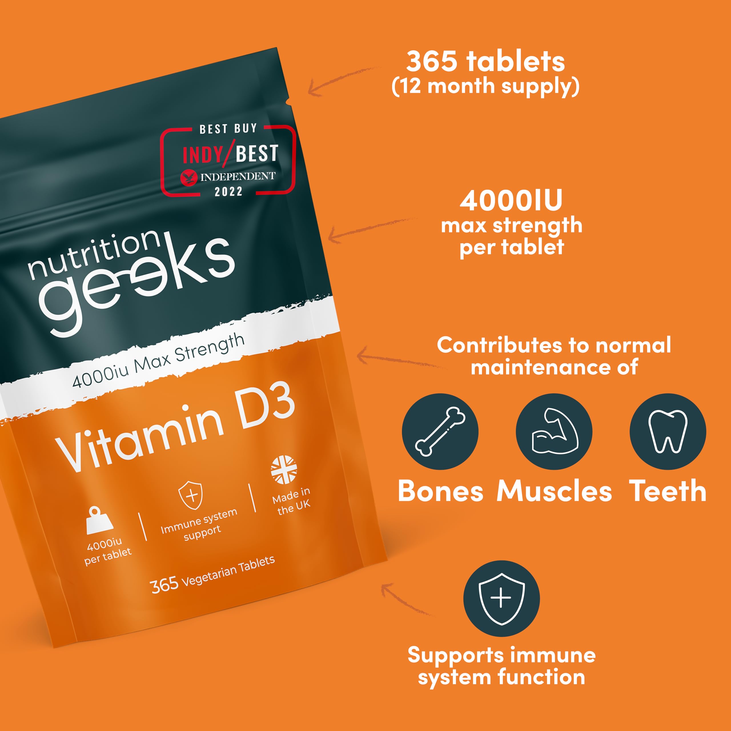 Vegetarian Vitamin D3 4000 iu - 1 Year Supply, 365 Easy-Swallow High Strength Vitamin Nutrition Geeks buy supplements canada