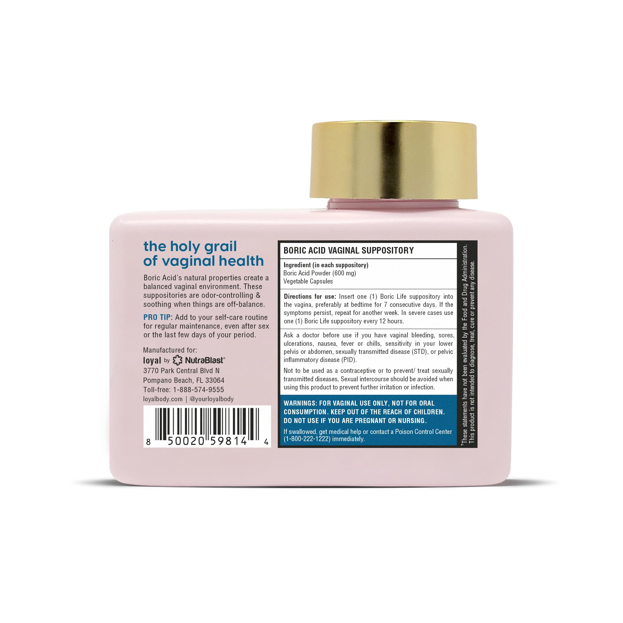 Loyal Boric Life - Boric Acid Suppositories - 600mg - Supports Odor Control - Promotes Balance - Soothes Discomfort - Made in USA - 30 Count Loyal buy supplements canada