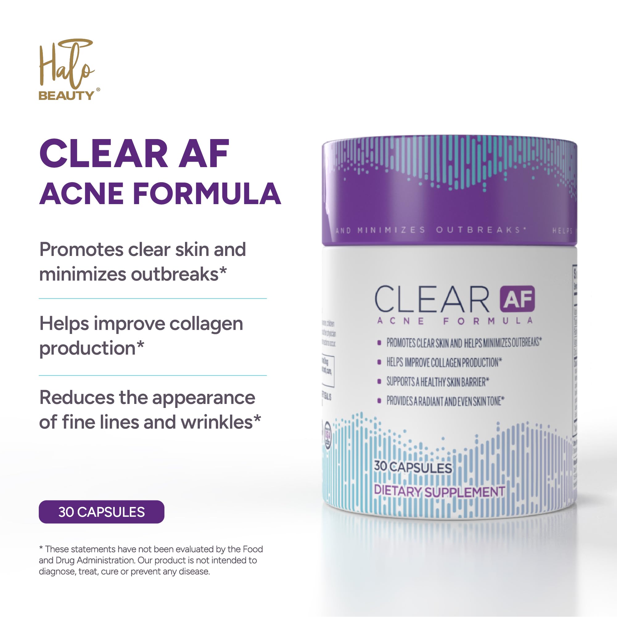 Clear AF Clear Skin Supplement | Skin Barrier Hydration & Clear Complexion Support with Vegan Ceramides, Zinc, Vitamin D3, B6, Riboflavin & Thiamine | Vegan Capsules | 30-Day Supply Clear AF buy supplements canada