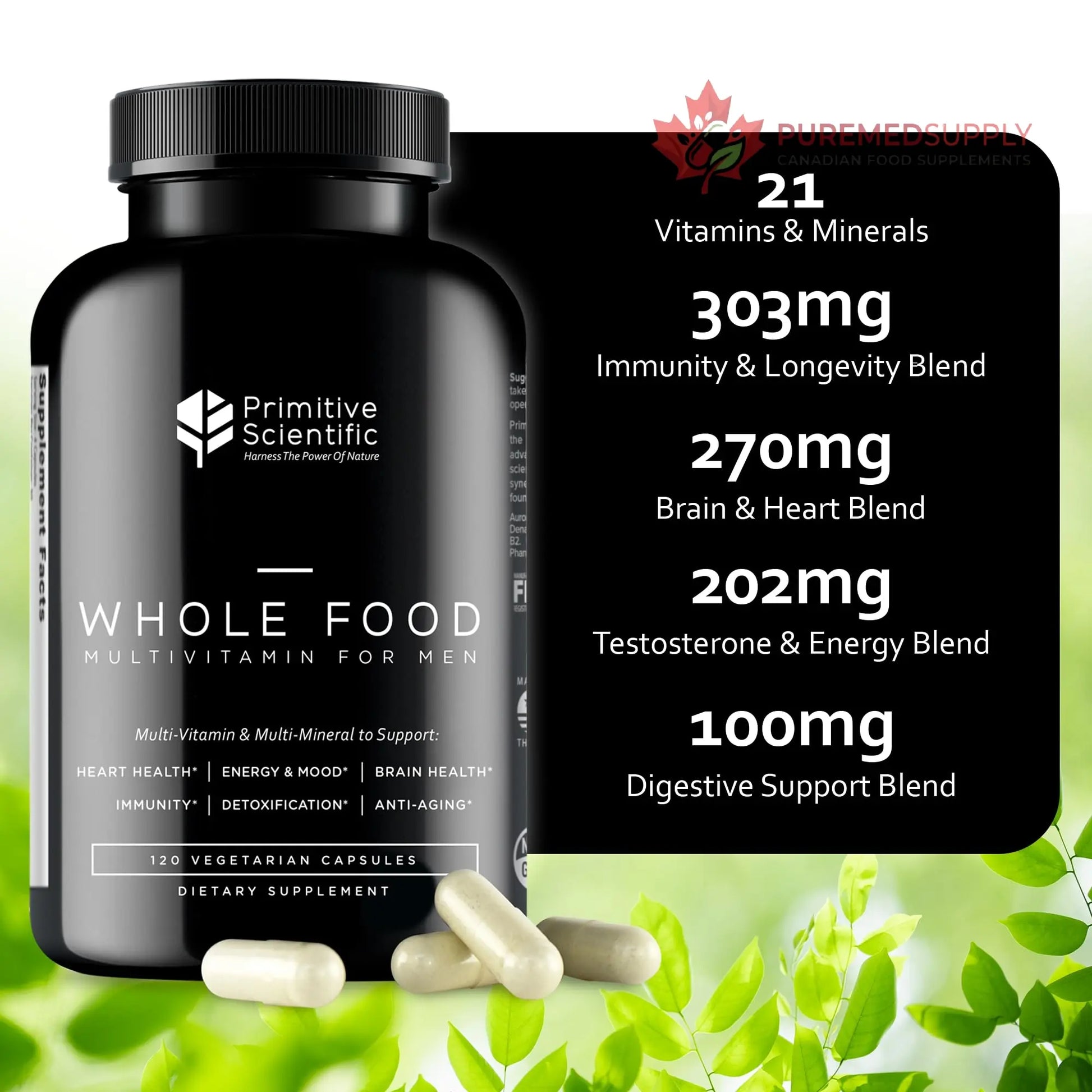 Primitive Scientific Whole Food Natural Multivitamin and Mineral Capsules for Men - All-Day Energy, Inner Zen, and Stronger You (120 Capsules) Primitive Scientific buy supplements canada