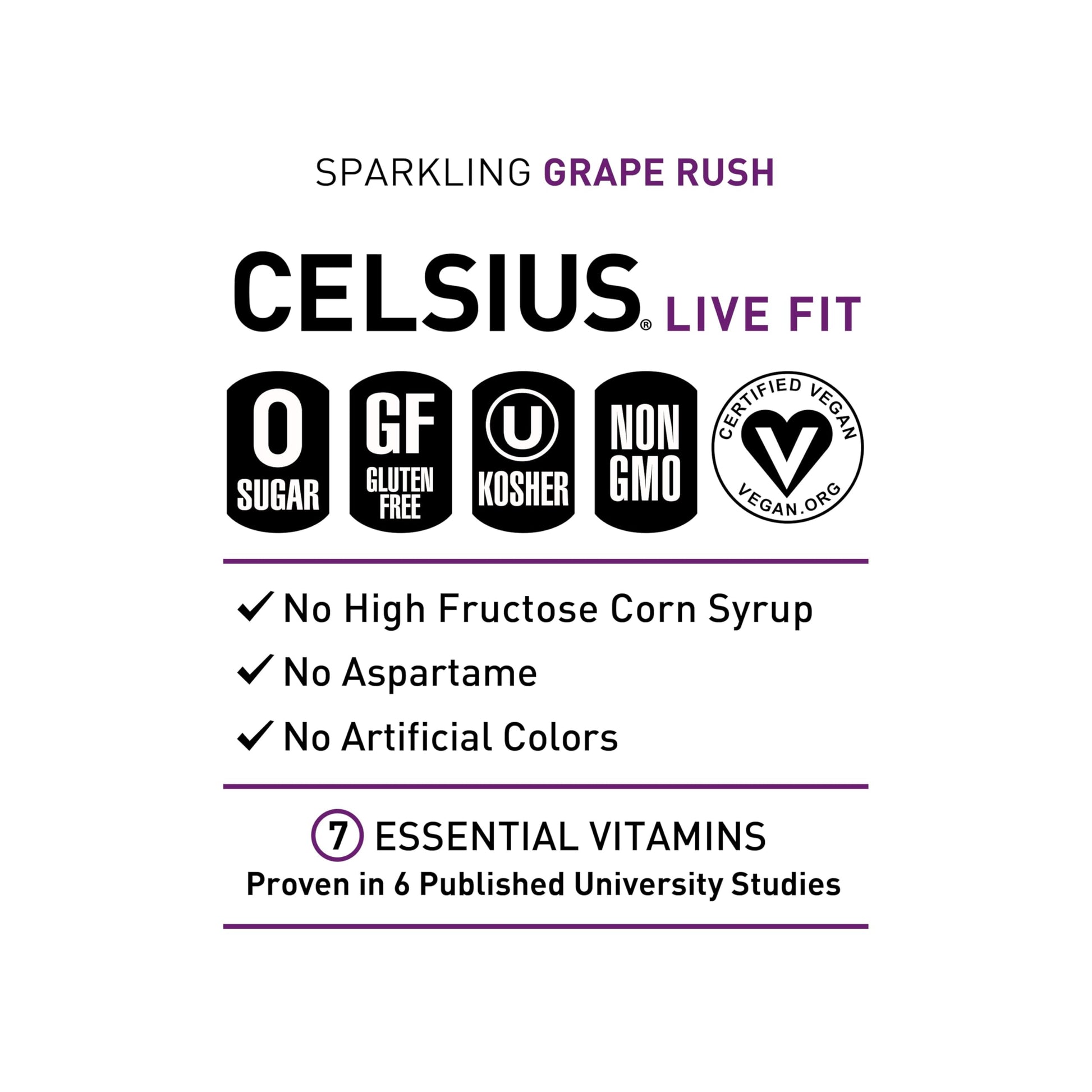 CELSIUS Sparkling Grape Rush, Functional Essential Energy Drink 12 Fl Oz (Pack of 12) CELSIUS buy supplements canada