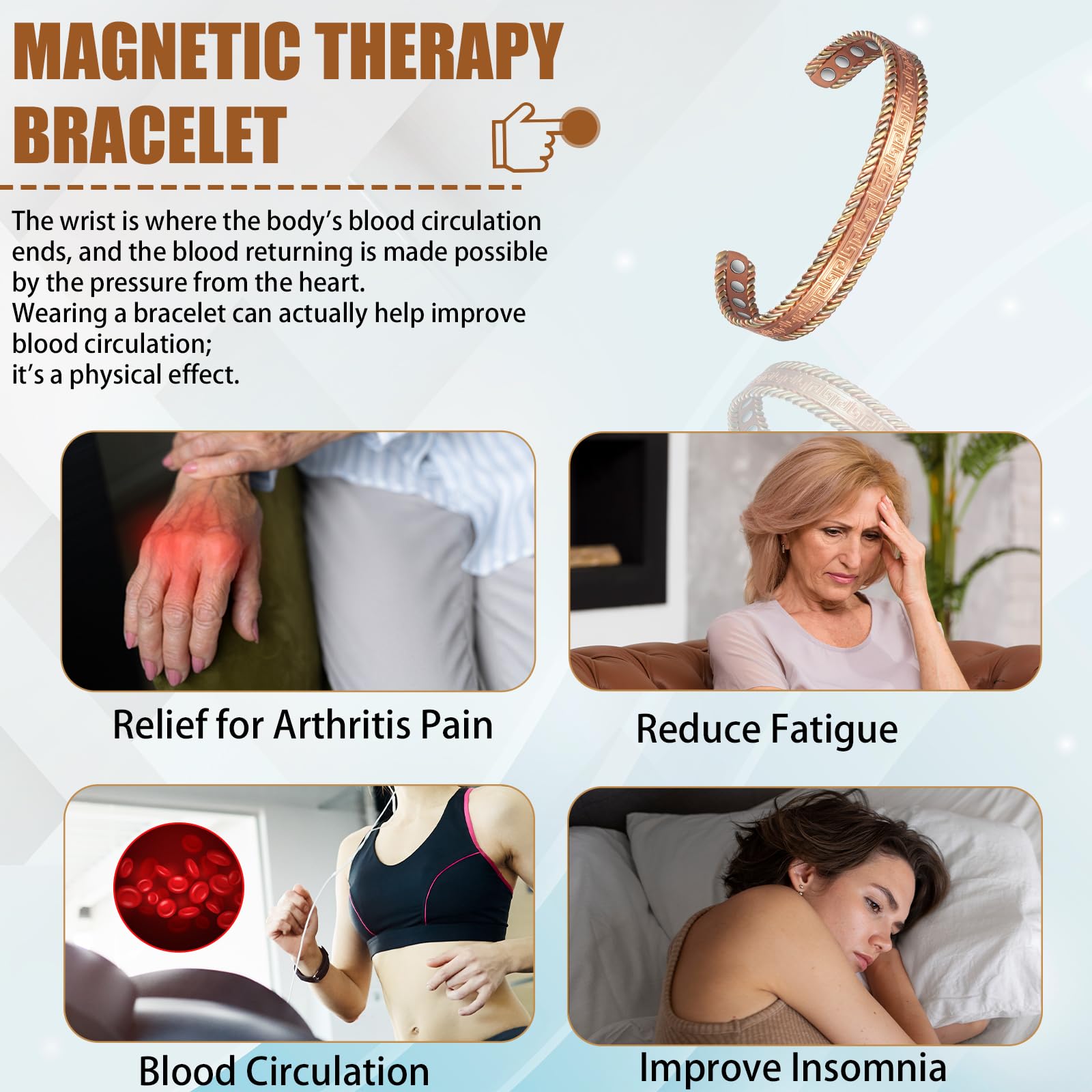 EnerCoppeX Copper Magnetic Bracelet for Women, 99.99% Pure Copper Cuff with 3500 Gauss Magnets (A) EnerCoppeX buy supplements canada