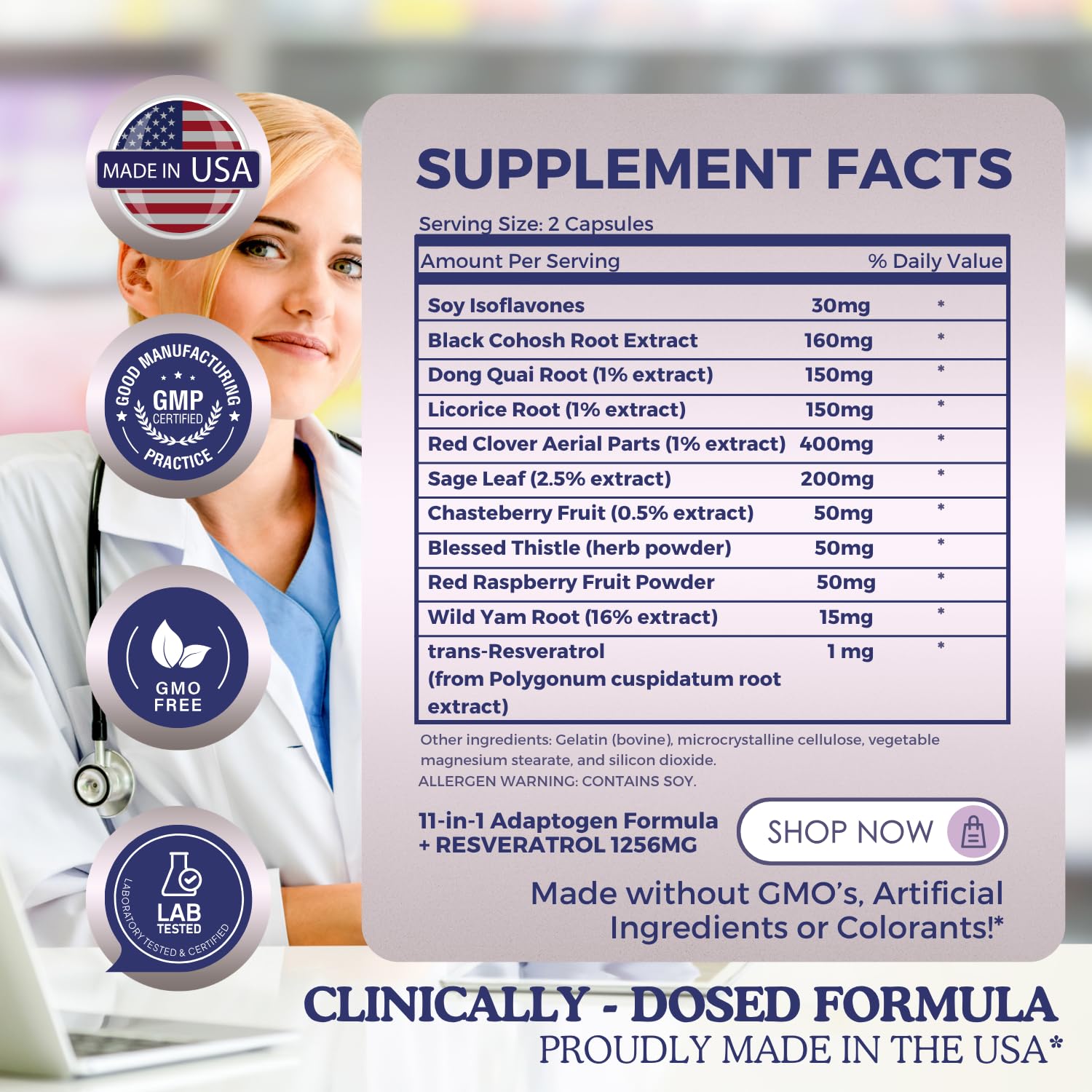 11-in-1 Hormonal Balance, Relief for Menopause Symptoms, Helps Reduce Hot Flashes, Night Sweats, and Mood Swings, Clinically Proven Ingredients, Natural PMS Support, Made in USA, 3rd Party-Tested HERBAL HOT buy supplements canada