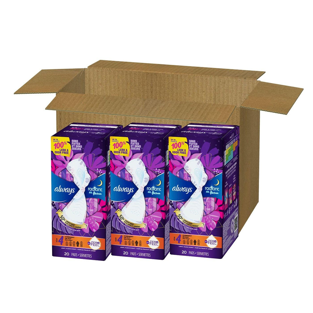 Always Radiant Feminine Pads for Women, Size 4 Overnight Pads Always buy supplements canada