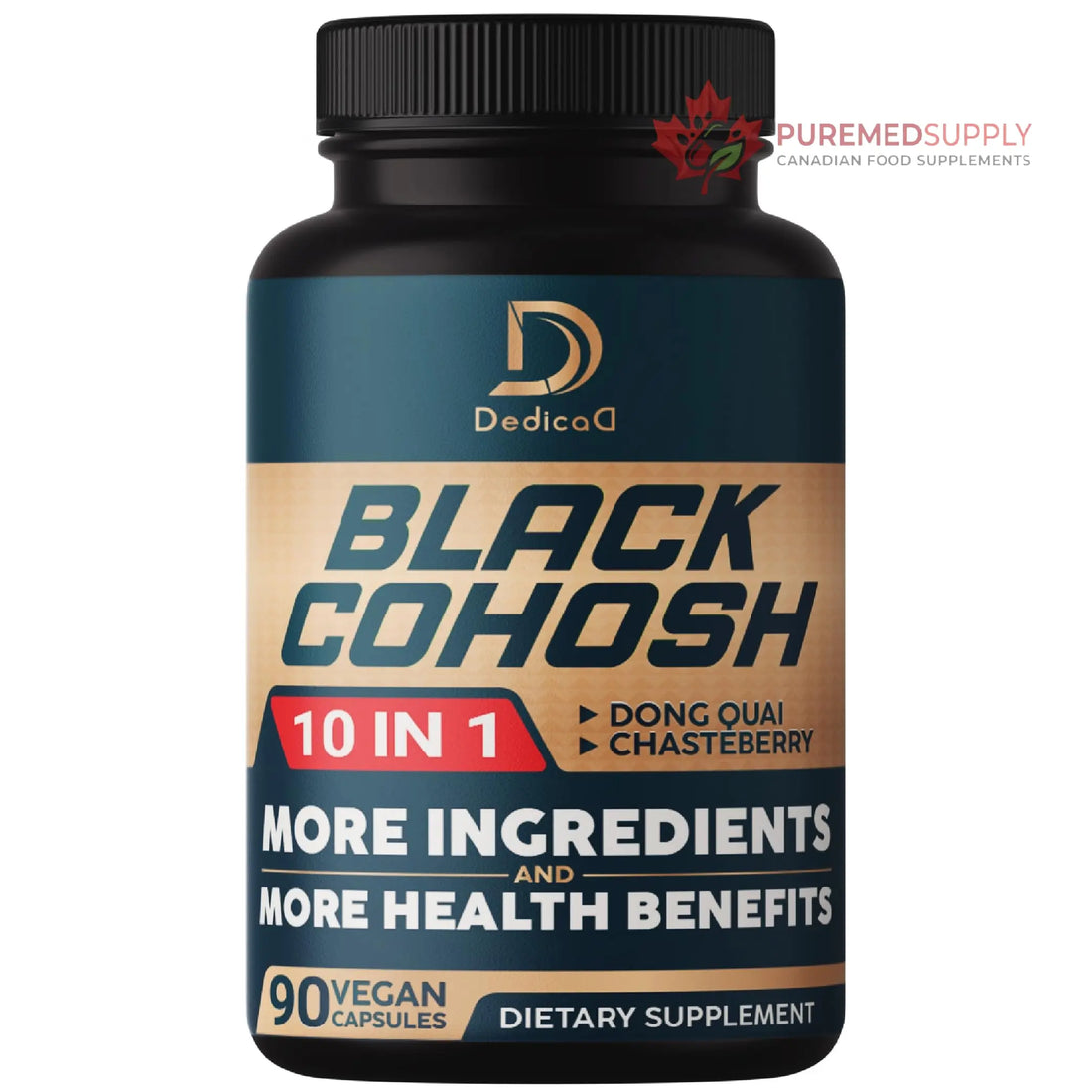 DEDICAD Black Cohosh Supplement - 3 Months for Menopause & Immune Health - Blend of 12 Potent Herb Includes Dong Quai, Chasteberry, Wild Yam, Red Clover, Black Pepper & Others - 90 Vegan Capsules DEDICAD buy supplements canada