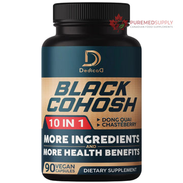 DEDICAD Black Cohosh Supplement - 3 Months for Menopause & Immune Health - Blend of 12 Potent Herb Includes Dong Quai, Chasteberry, Wild Yam, Red Clover, Black Pepper & Others - 90 Vegan Capsules DEDICAD buy supplements canada