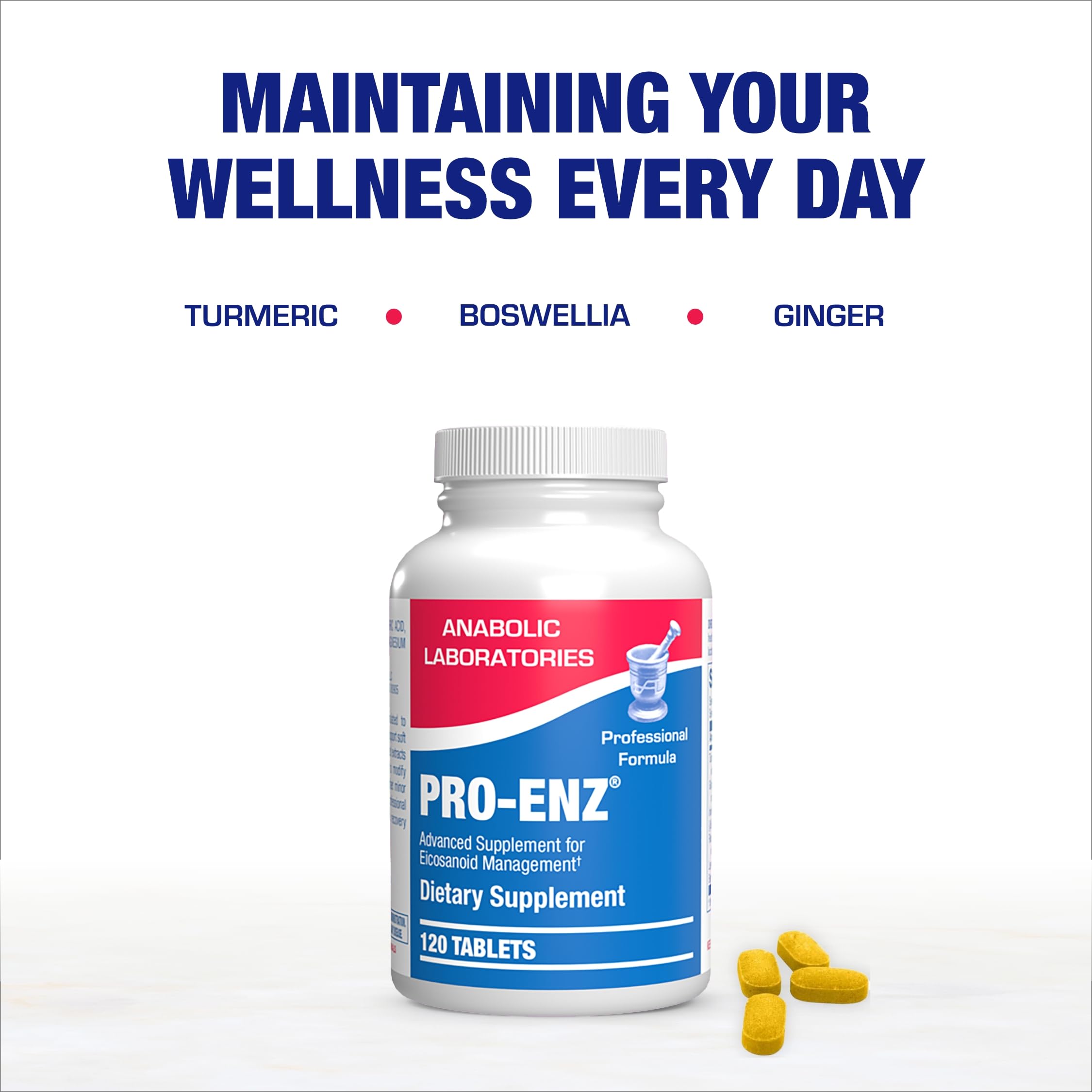 Pro ENZ Joint Support Supplement - Clinical Formula Turmeric Boswellia Supplement for Joint & Cartilage Mobility and Comfort Support Plus Eicosanoid Management with Proteolytic Enzymes (120 Servings) Anabolic Laboratories buy supplements canada