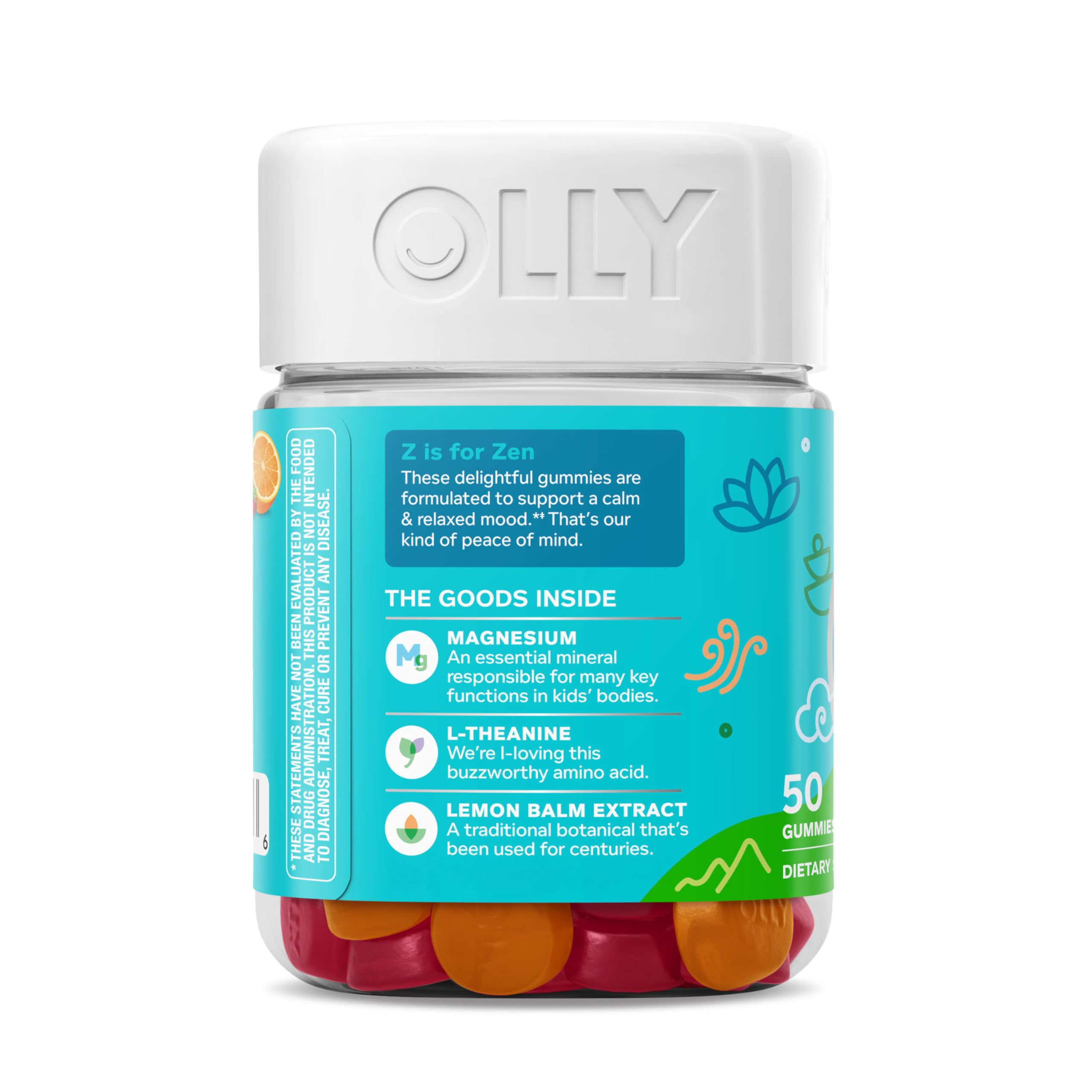 OLLY Kids Chillax Gummy, For a Calm and Relaxed Mood*, Magnesium, L-Theanine, Lemon Balm Extract, Chewable Supplement, Sherbet Flavored, 25 Day Supply - 50 Count OLLY buy supplements canada