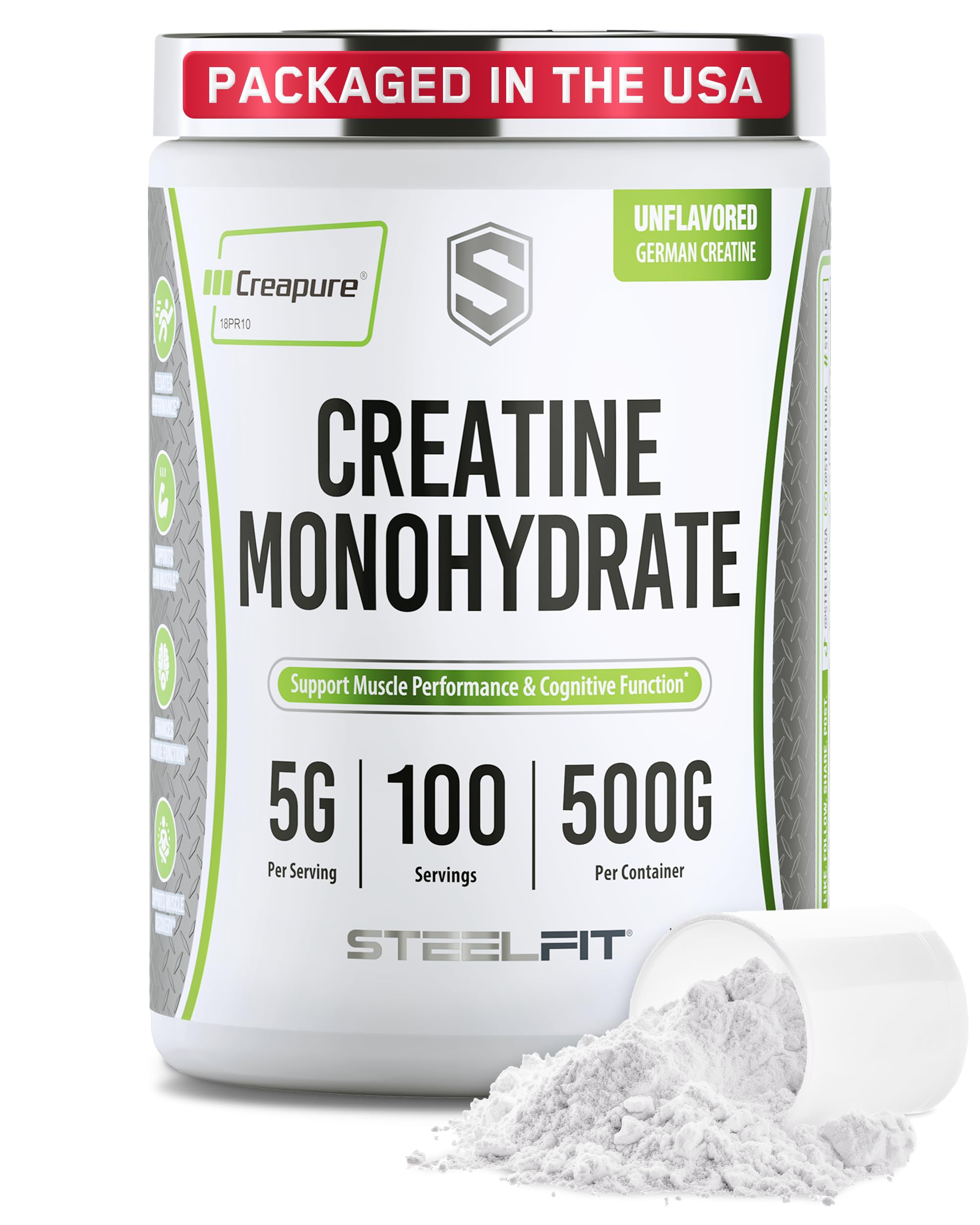 SteelFit Creapure Creatine Monohydrate Powder, Unflavored - German Micronized Creatine Powder for Men & Women - Gym Workout Nutritional Supplements for Muscle Gain SteelFit buy supplements canada