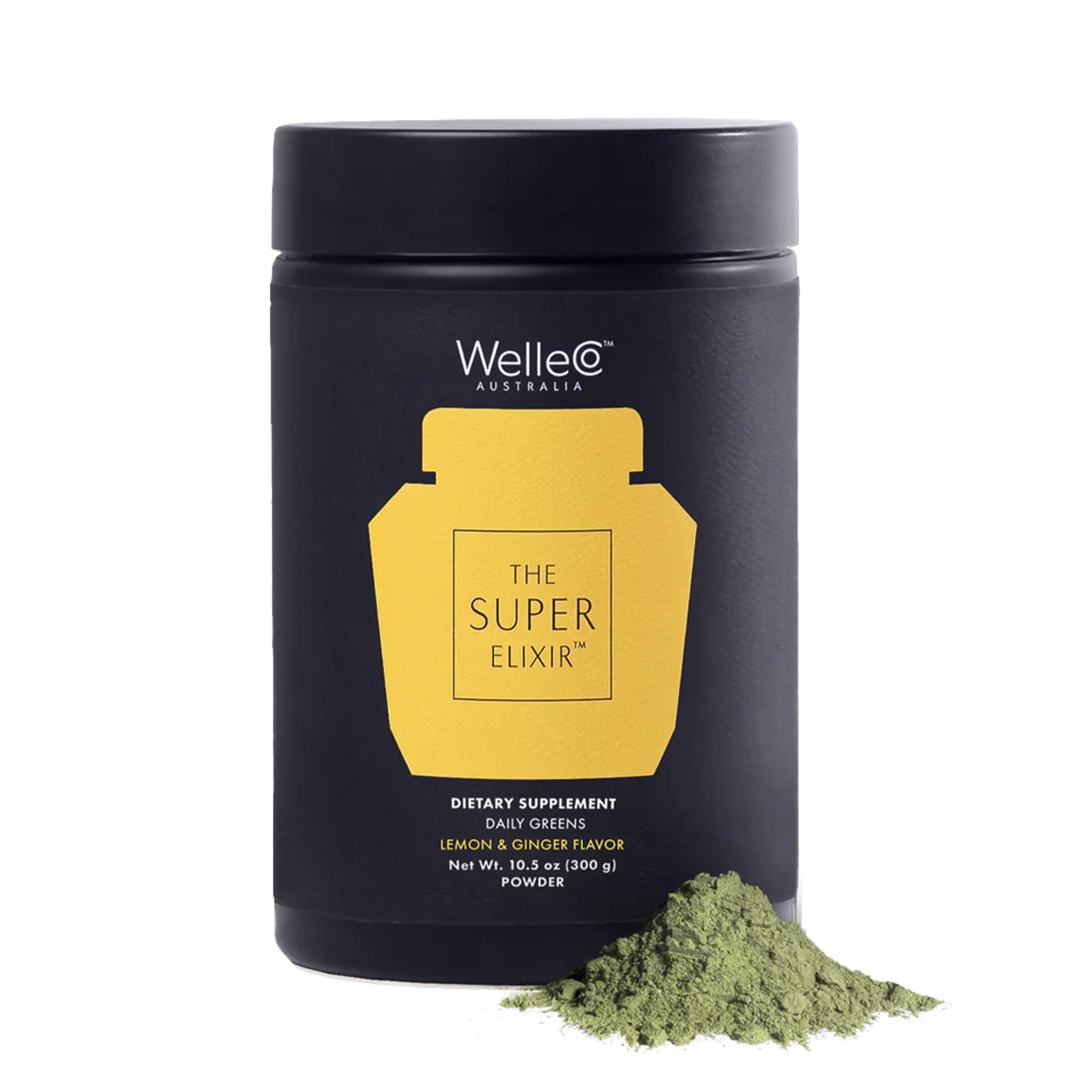 WelleCo The Super Elixir Daily Greens Powder, Probiotic Drink Mix with Whole Foods, Gluten Free, Vegan Gut Health Powder, Energy, Immunity, Healthy Skin, Hair & Nails (300g, Lemon Ginger) WelleCo buy supplements canada