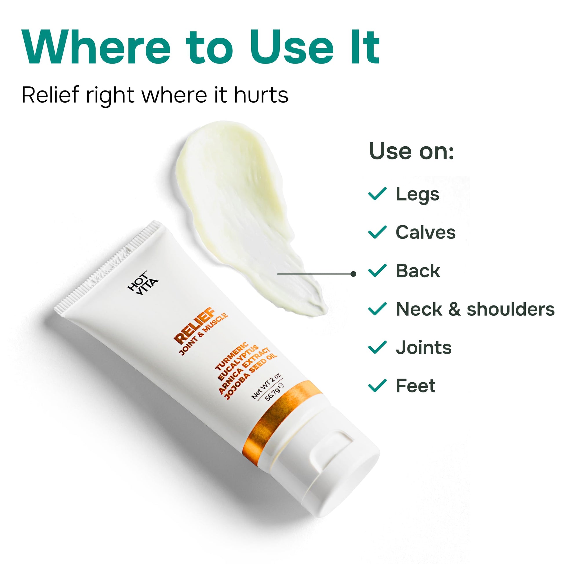 Hot Vita Relief Gel - Plant-Based Cooling Gel with Arnica, Turmeric & Eucalyptus - Soothing Formula for Muscle Fatigue, Tired Legs Hot Vita buy supplements canada