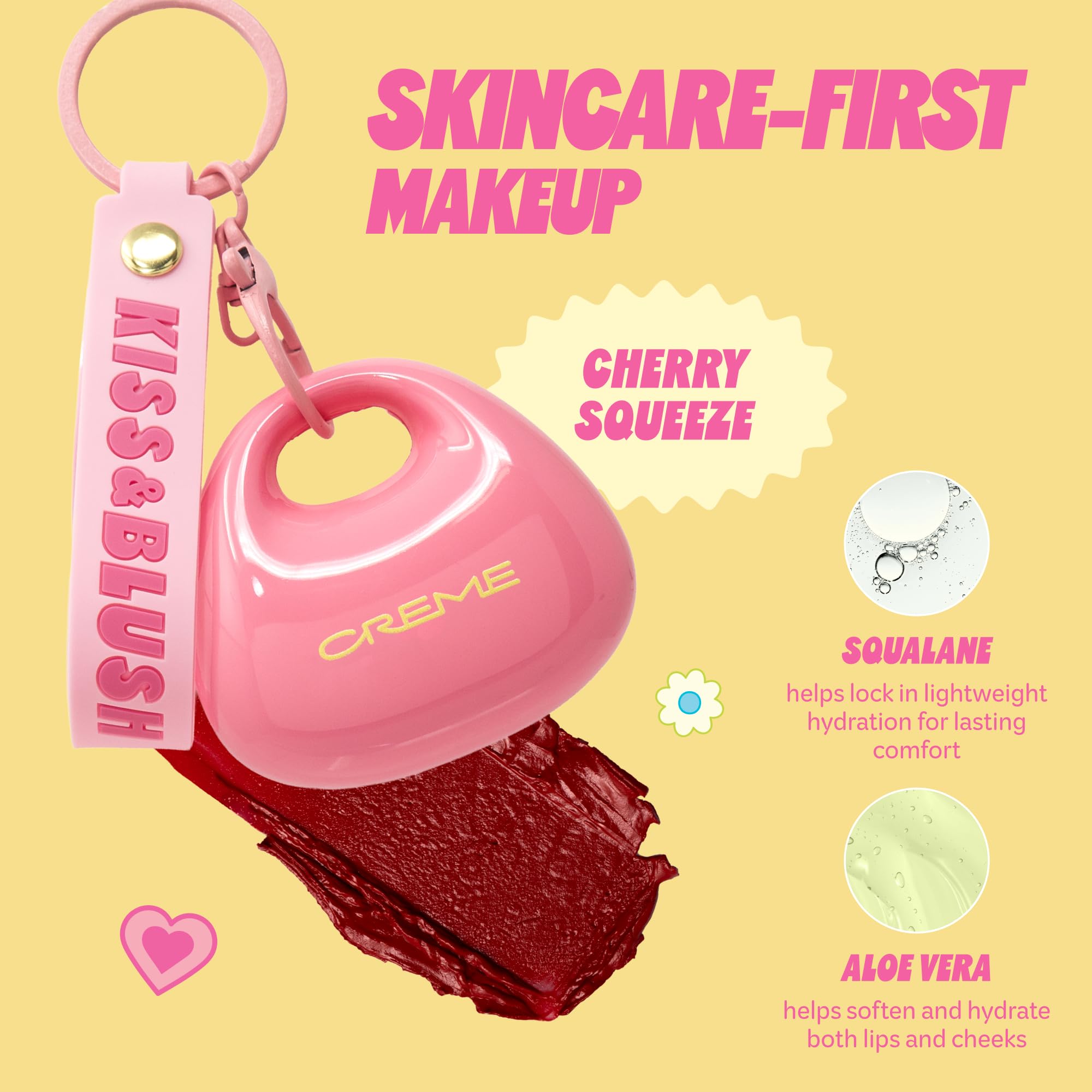 The Crème Shop Kiss & Blush Tinted Lip Balm & Blush, Korean Makeup for Lips & Cheeks, Cute Charm Key Chain, Hydrating, Long Lasting Tint, Aloe, Squalane (Cherry Squeeze) The Crème Shop buy supplements canada
