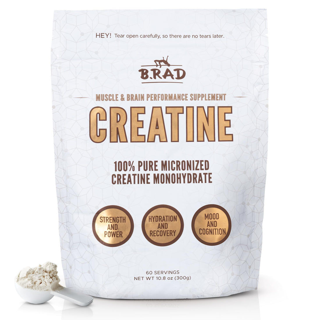 B.rad 100% Pure Micronized Creatine Monohydrate Powder | Natural, No Additives | Boosts Muscle Strength, Recovery & Performance | Supports Brain Health | 300g, 60 Servings B.rad buy supplements canada