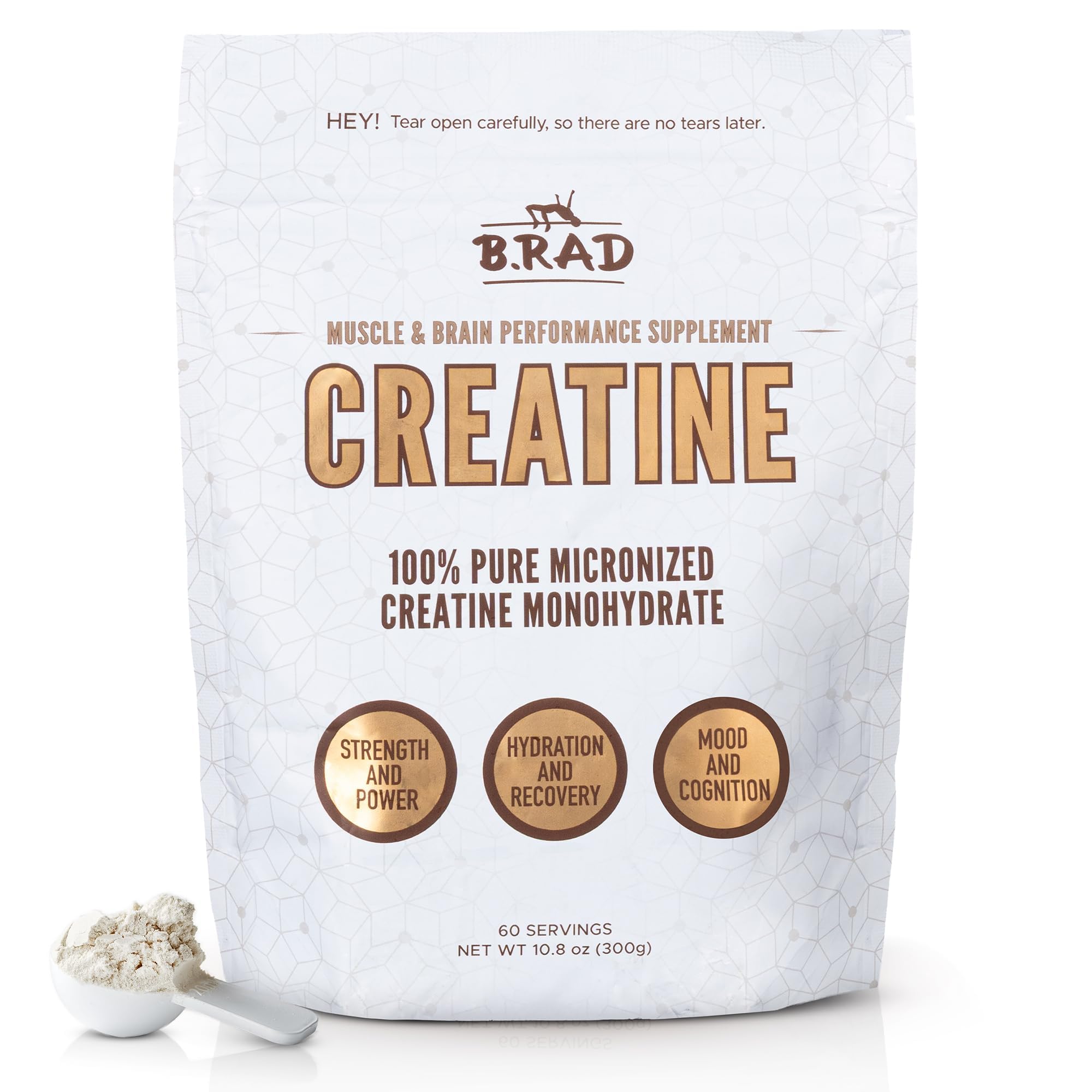 B.rad 100% Pure Micronized Creatine Monohydrate Powder | Natural, No Additives | Boosts Muscle Strength, Recovery & Performance | Supports Brain Health | 300g, 60 Servings B.rad buy supplements canada
