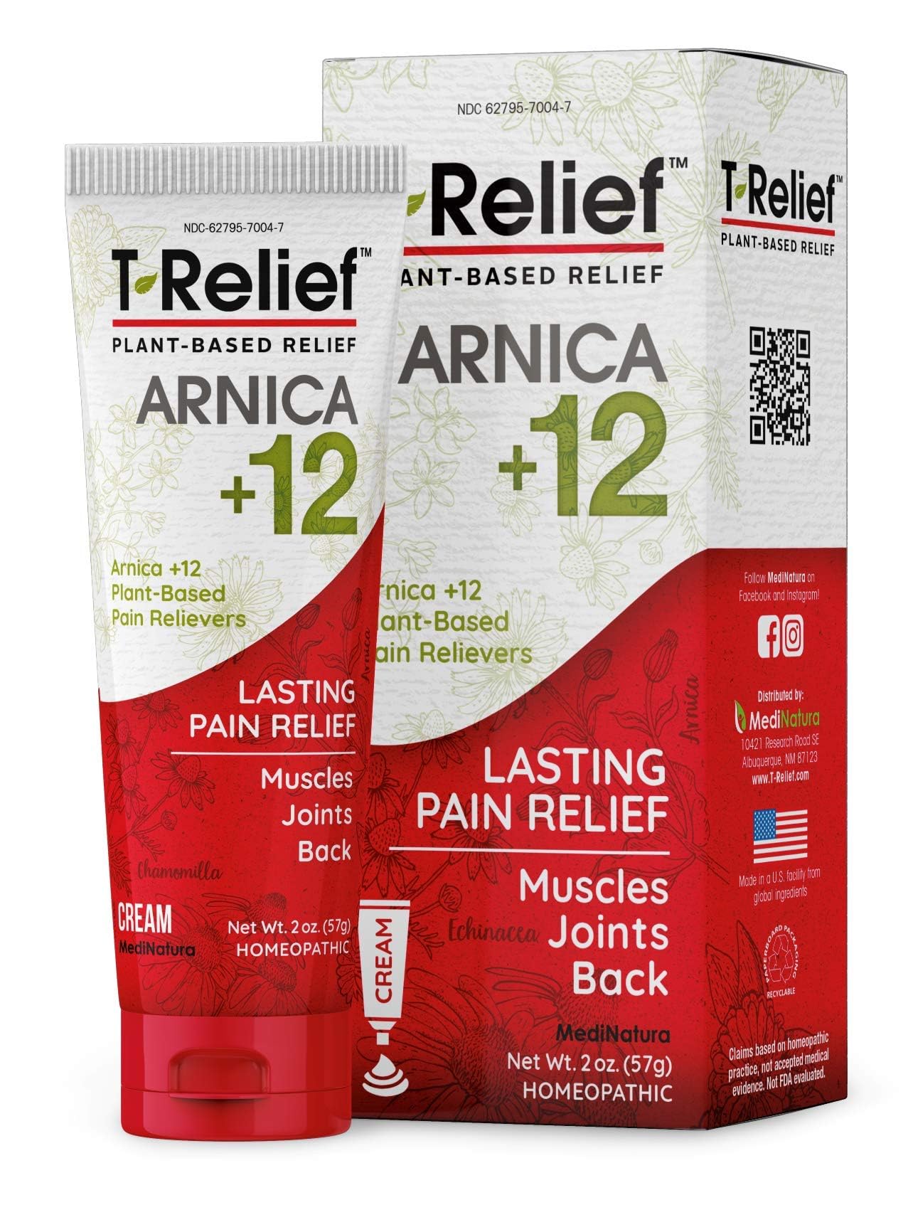 MediNatura T-Relief Extra Strength Discomfort Relief-Naturally-Soothing Cream That Supports Sore Joints-Stiffness & Body Ache Aid-Homeopathic Herbal Rub-Fast-Absorbing & Non-Sticky Lotion - 2 oz MediNatura buy supplements canada