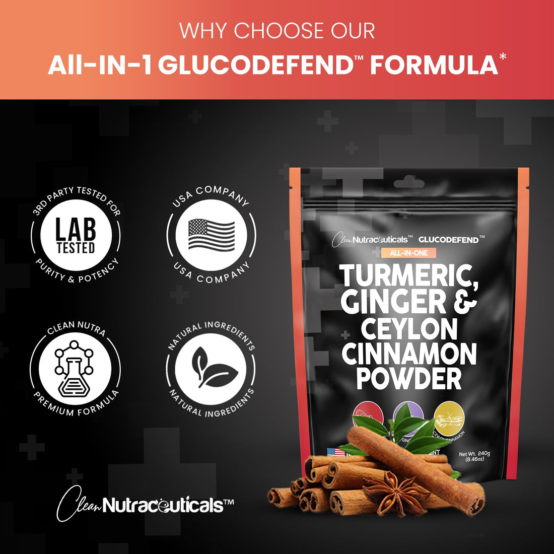 3in1 Turmeric Curcumin Ginger Root & Ceylon Cinnamon Powder Suppleme Clean Nutraceuticals buy supplements canada