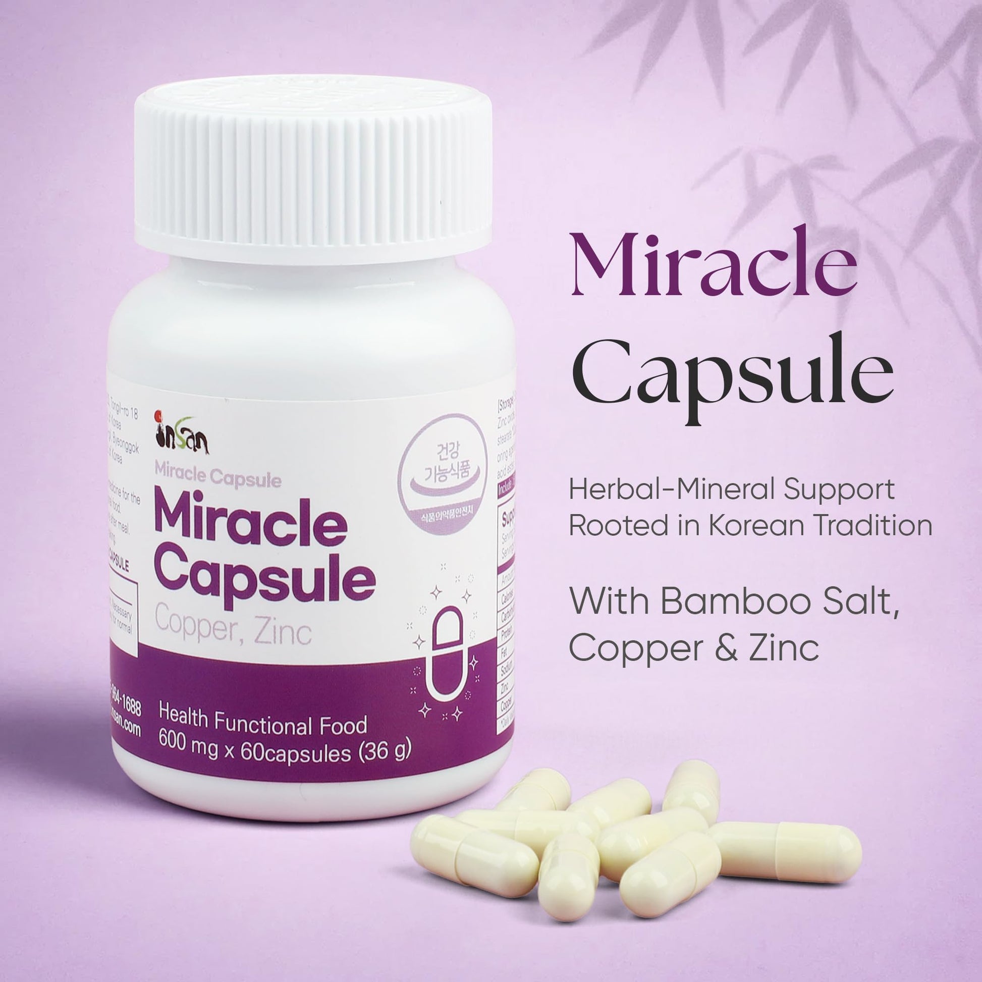 Insan Miracle Capsules with 9X Roasted Bamboo Salt – Daily Multivitamin & Mineral Supplement with Nandamban for Energy, Immune Health & Natural Detox Support – 60 Capsules INSAN BAMBOO SALT buy supplements canada