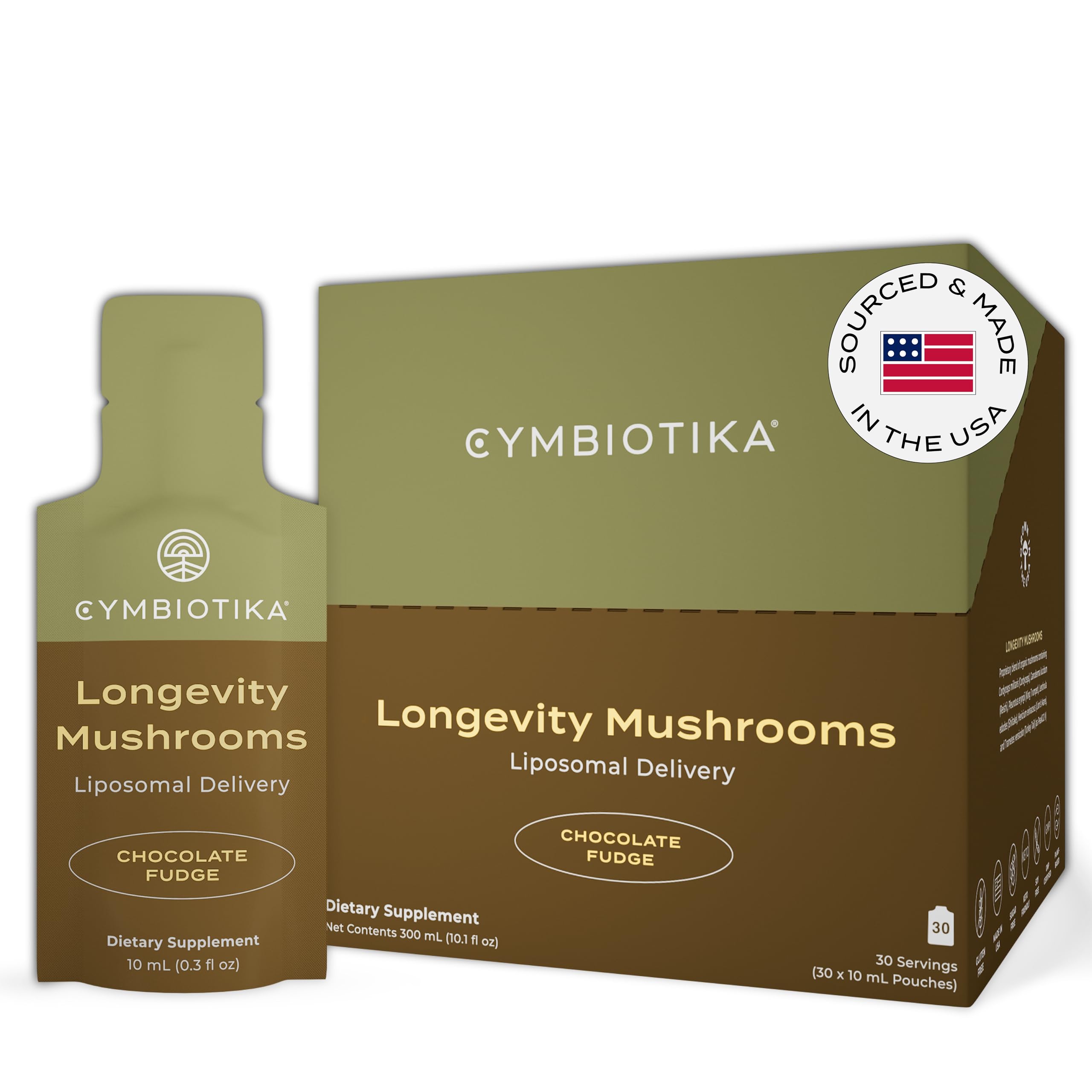 CYMBIOTIKA Liposomal Mushroom Supplement with Lion's Mane, Turkey Tail, B-Vitamins, Cordyceps & Reishi Mushrooms, Supplements for Immune Support and Energy, Chocolate Fudge Flavor, 30 Pack CYMBIOTIKA buy supplements canada