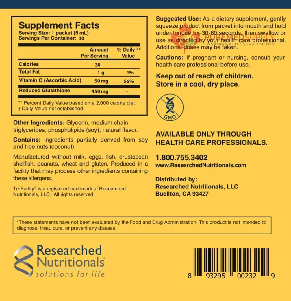 Researched Nutritionals Liposomal Glutathione (450mg) + Colostrum & Mushrooms Supplement for Immunity - Enhanced Immunity Duo - Tri-Fortify Watermelon + Transfer Factor Multi-Immune (2 Piece Set) Researched Nutritionals buy supplements canada
