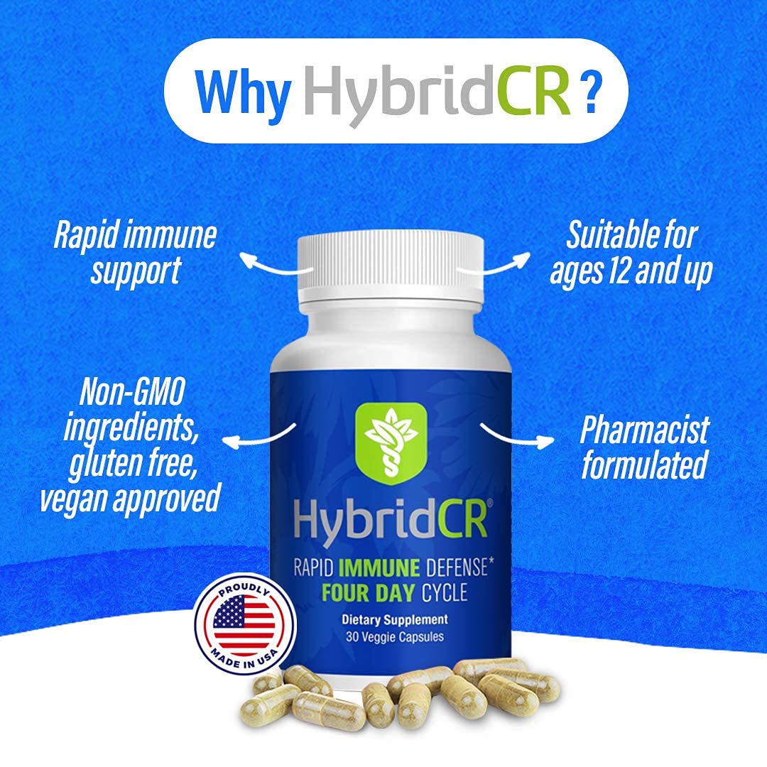 HybridCR Rapid Immunity Supplement | Zinc, Echinacea, Andrographis, Ginseng, Selenium, Gluten-Free & Non-GMO | 5-in-1 Immune Support Supplement | Pharmacist Formulated 1 Month Supply (30 Veggie Caps) Hybrid Remedies buy supplements canada
