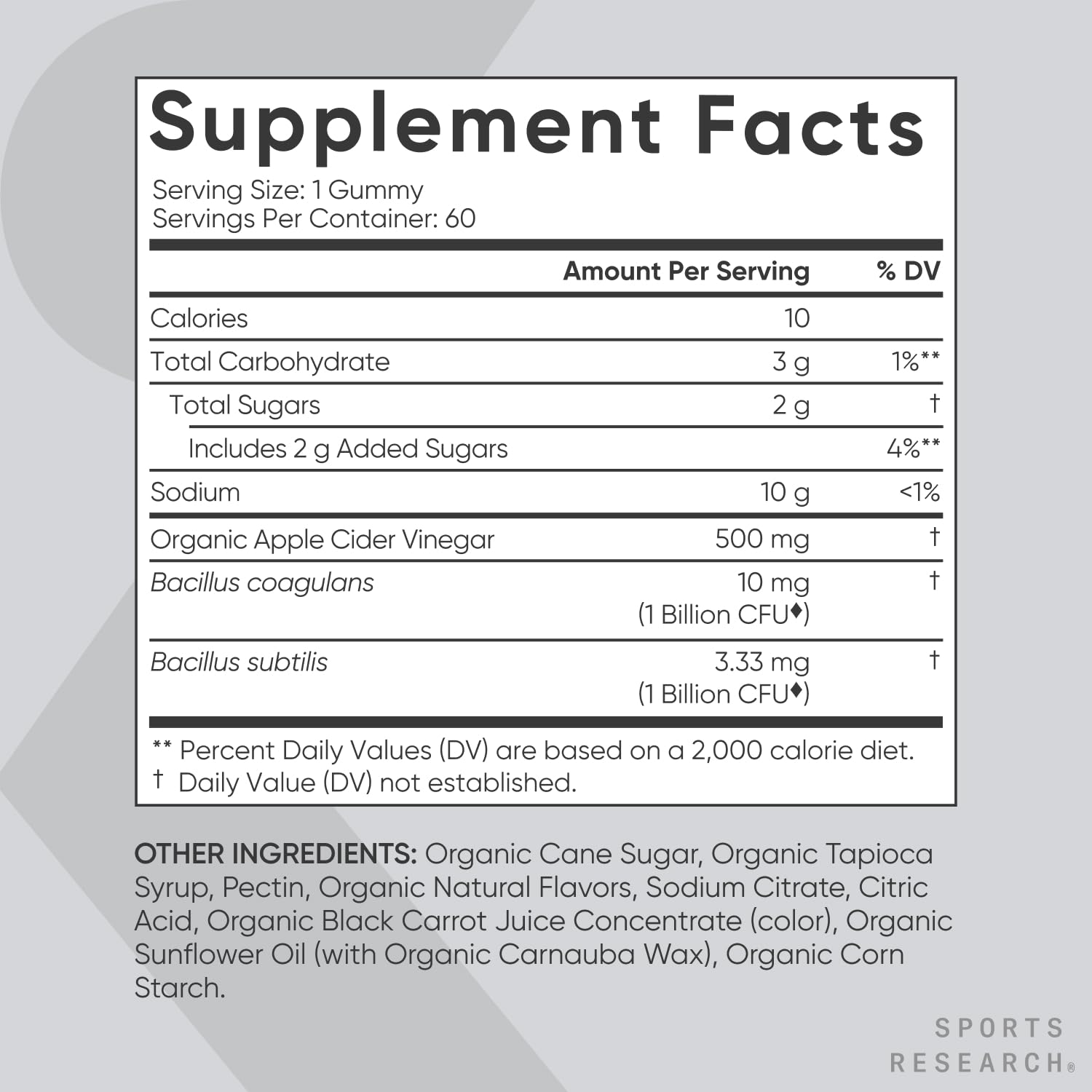 Sports Research Organic Apple Cider Vinegar Gummies with The Mother - USDA Organic Sports Research buy supplements canada
