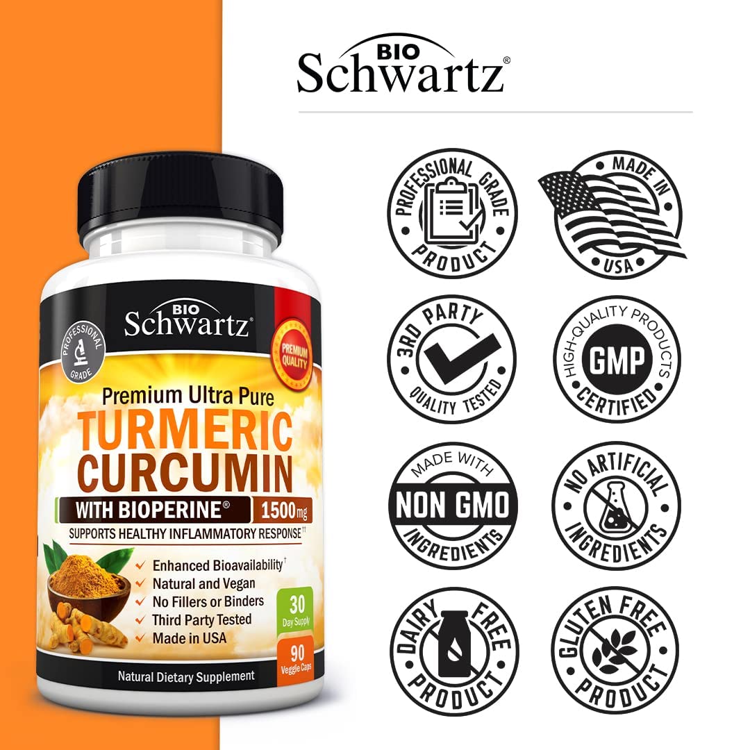 Turmeric Curcumin with Black Pepper Extract 1500mg - High Absorption BioSchwartz buy supplements canada