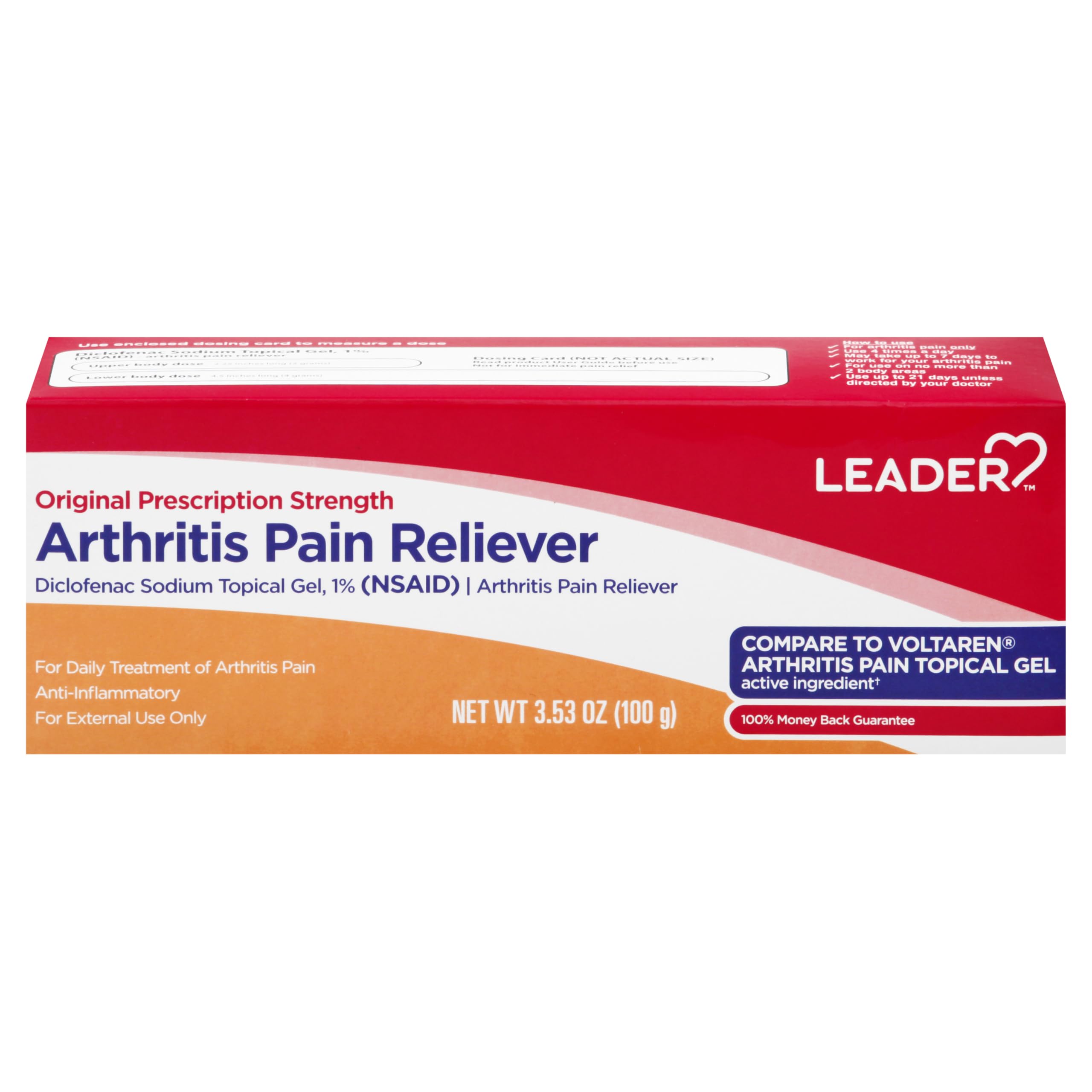 Leader Arthritis Pain Relief Gel, Original Prescription Strength, Diclofenac Sodium Topical Gel 1%, for Adults, Both Men & Women, and Children 12+, Compare to Voltaren, 3.53 Oz Leader buy supplements canada