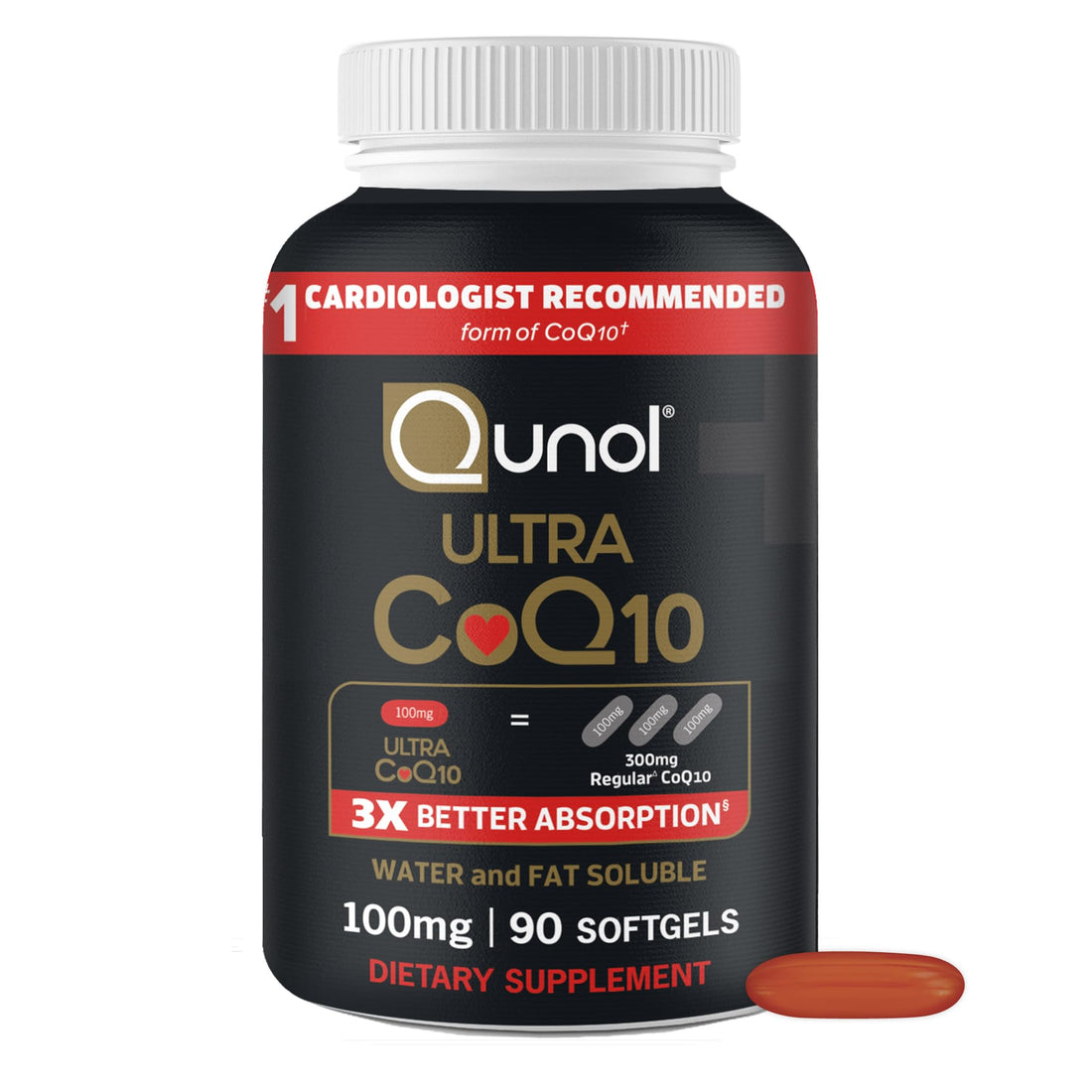 Qunol Ultra CoQ10 100mg Softgels- 3x Better Absorption, Antioxidant for Heart Health & Energy Production, Coenzyme Q10 Vitamins Qunol buy supplements canada