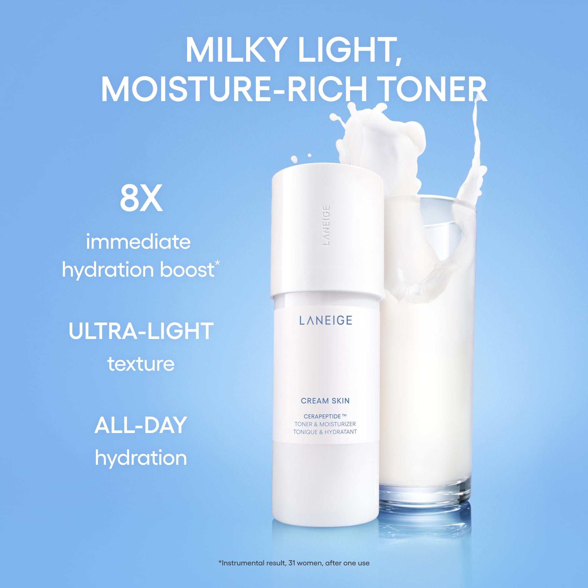 LANEIGE Cream Skin Toner & Moisturizer Mini: Lightweight Refillable Korean Milky Toner with Ceramide LANEIGE buy supplements canada