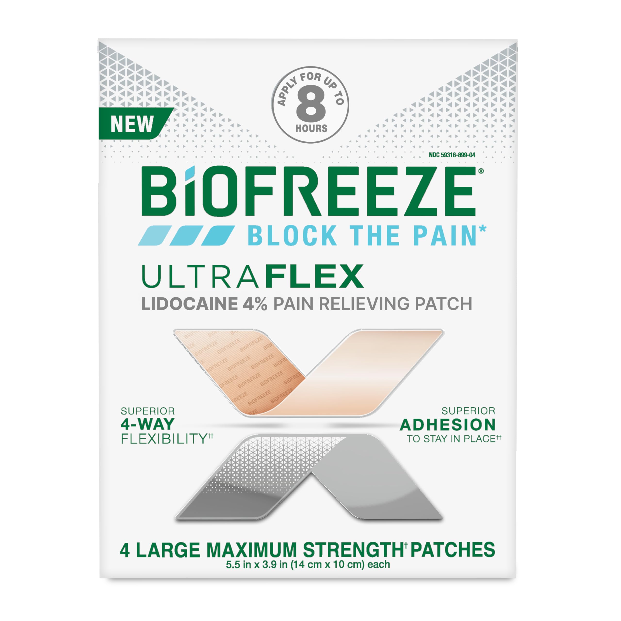 Biofreeze Ultraflex Maximum Strength 4% Lidocaine Patches, Non-Menthol, Flexible Pain Relief Patch for Lower Back, Lidocaine Patch for Neck, Knee, Shoulder, 4 Large Pain Patches Biofreeze buy supplements canada