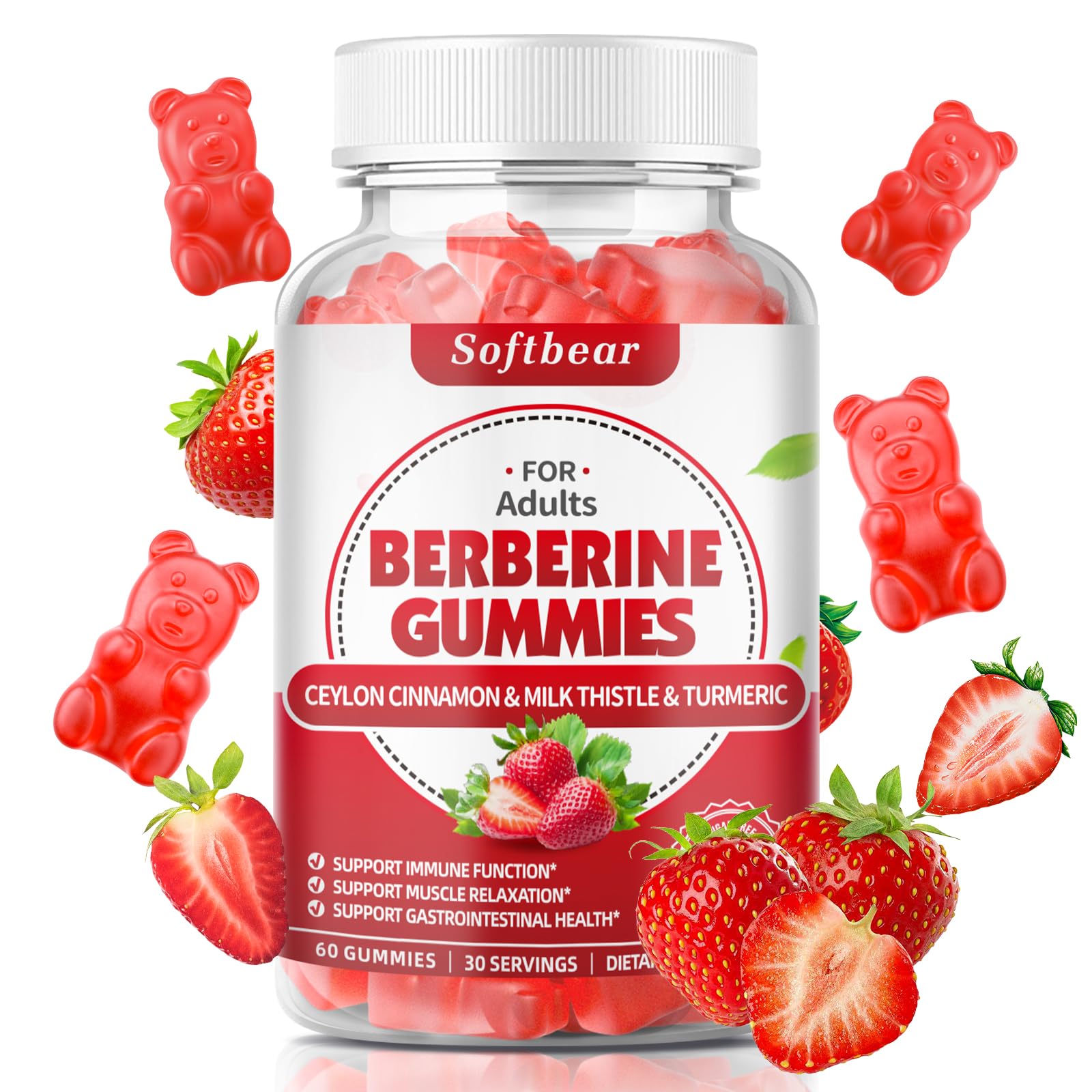 softbear Berberine with Ceylon Cinnamon Gummies-99% Purity Berberine HCL Supplements softbear buy supplements canada
