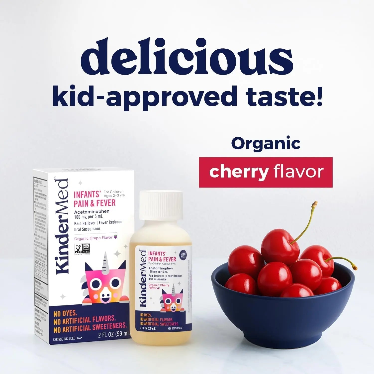 KinderMed Infants' Pain & Fever Medicine, No Dyes, No Artificial Flavors, No Artificial Sweeteners, Vegan, Non-GMO, Gluten Free, Organic Cherry Flavor, Two Pack, 2 x 2 fl. oz KinderMed buy supplements canada