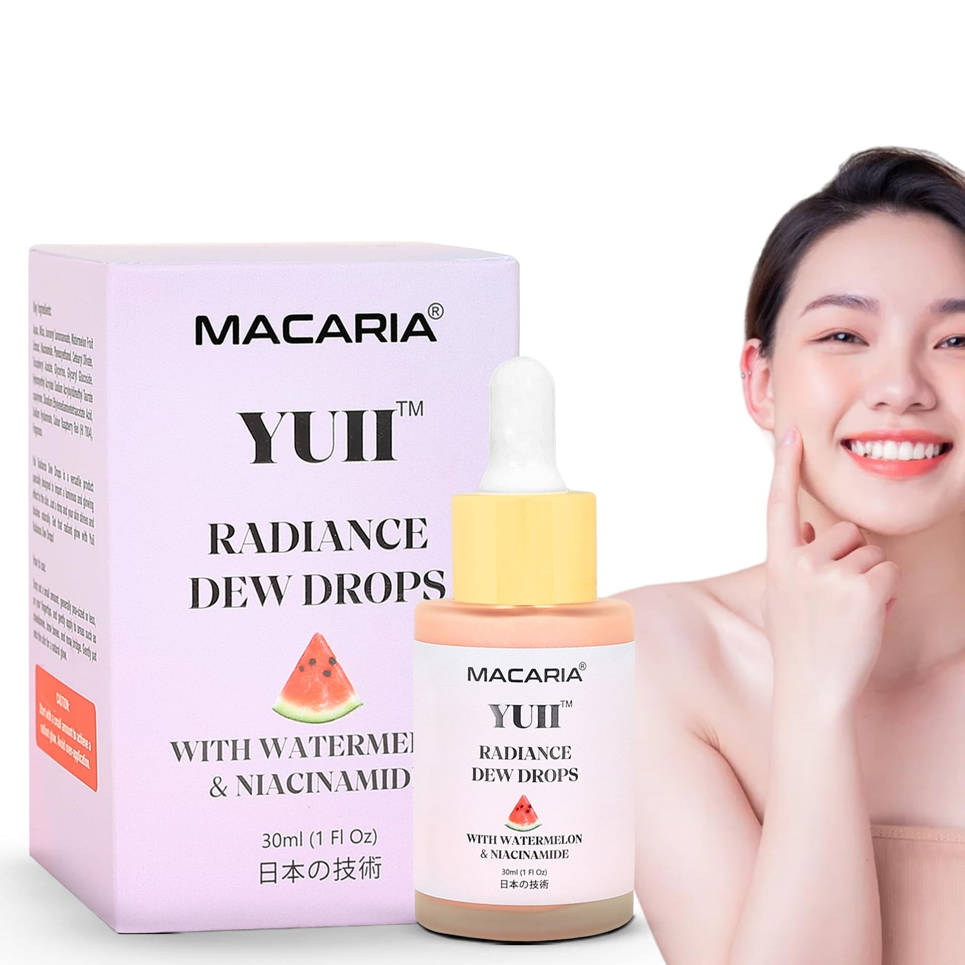 Yuii Niacinamide Serum Dew Drops - Face Moisturizer with Watermelon Fruit Extract - Glow Drops for Skincare and Makeup - Hydrating Formula for Radiant Skin - Pink Finish for Women & Girls MACARIA buy supplements canada