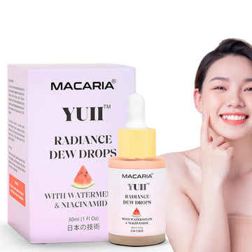Yuii Niacinamide Serum Dew Drops - Face Moisturizer with Watermelon Fruit Extract - Glow Drops for Skincare and Makeup - Hydrating Formula for Radiant Skin - Pink Finish for Women & Girls MACARIA buy supplements canada