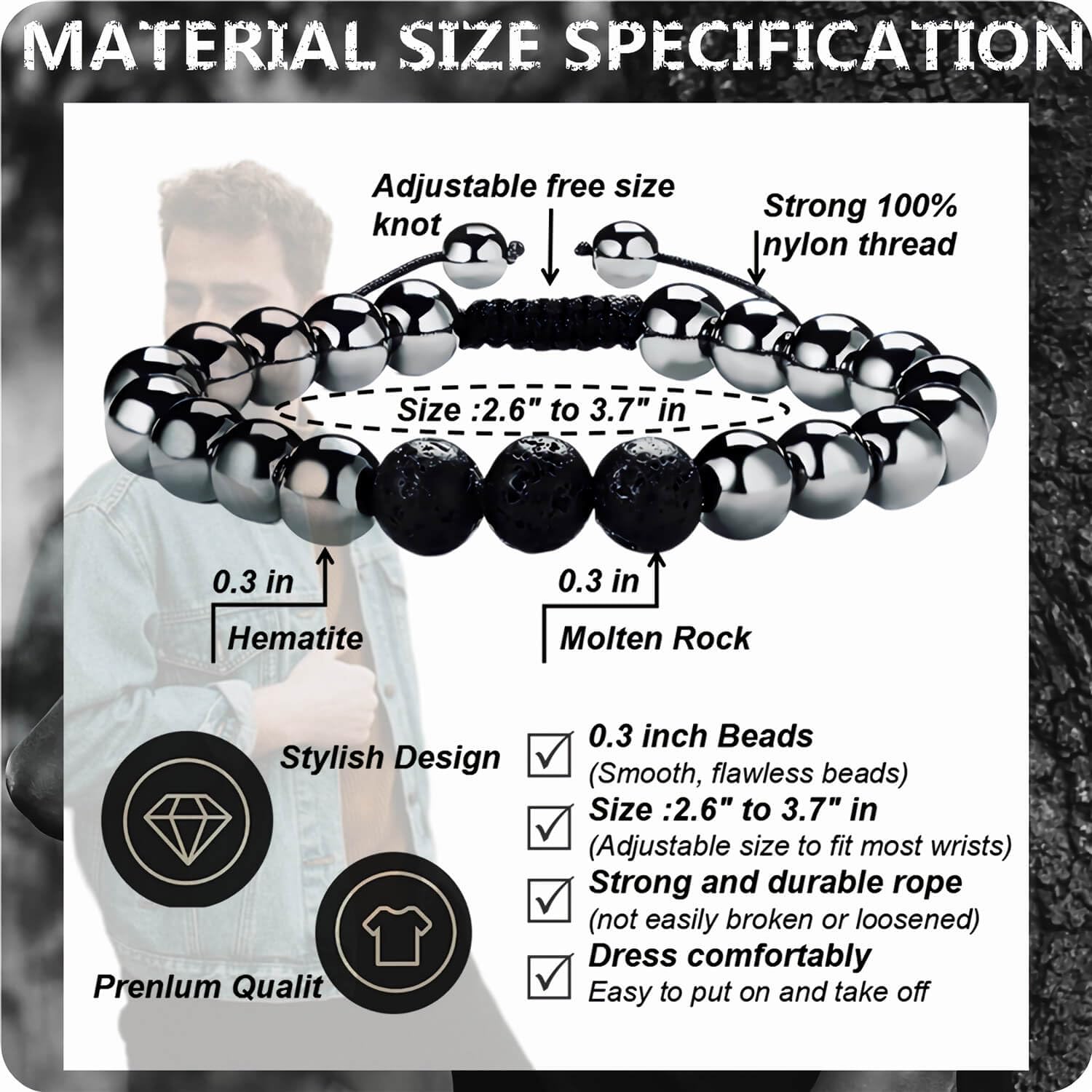 RENZHI-Magnetic Hematite Bracelet–Beaded Magnetic Bracelets for Men and Women RENZHI buy supplements canada