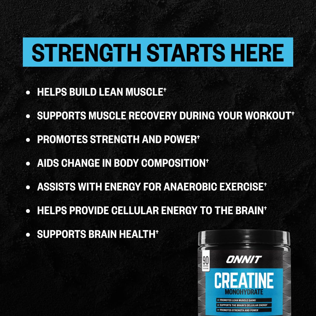 ONNIT Creatine Monohydrate Powder – Unflavored, 90-Serving Value Size – Supports Strength, Lean Muscle, and Brain Energy† – Keto Friendly, No Fillers, 90 Servings, 15.29 oz ONNIT buy supplements canada