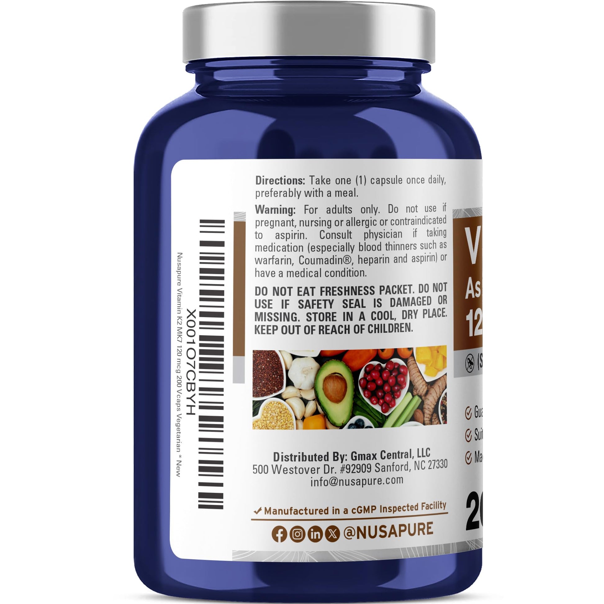 NusaPure Vitamin K2 MK7 120 mcg 200 Veggie Caps (Soy Free, Non-GMO, Vegan) NusaPure buy supplements canada
