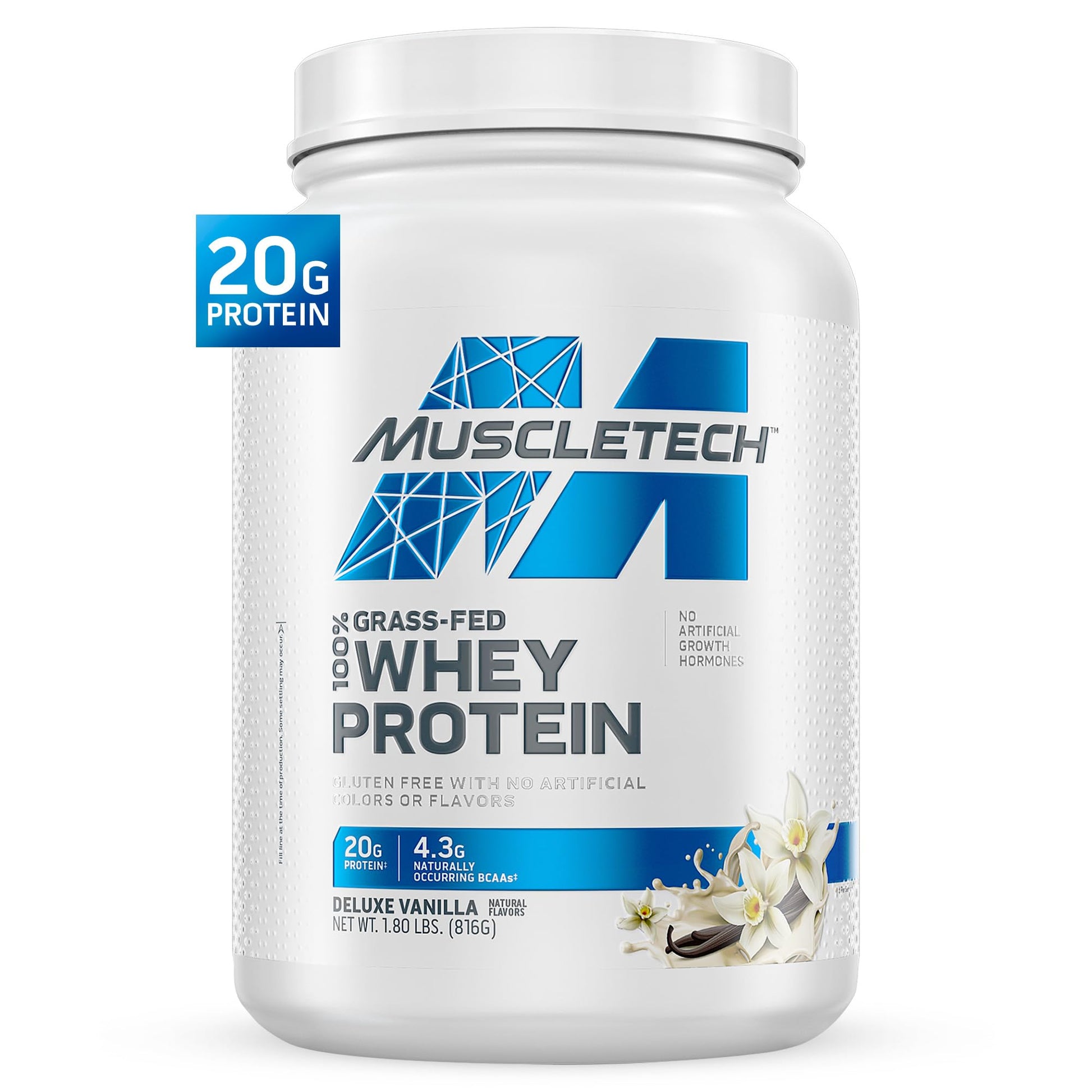 Muscletech Grass-Fed Whey Protein Powder (Deluxe Vanilla, 1.8 lb) - Smoothie & Milkshake Mix Supports Muscle Gain & Recovery - 20g Protein MuscleTech buy supplements canada