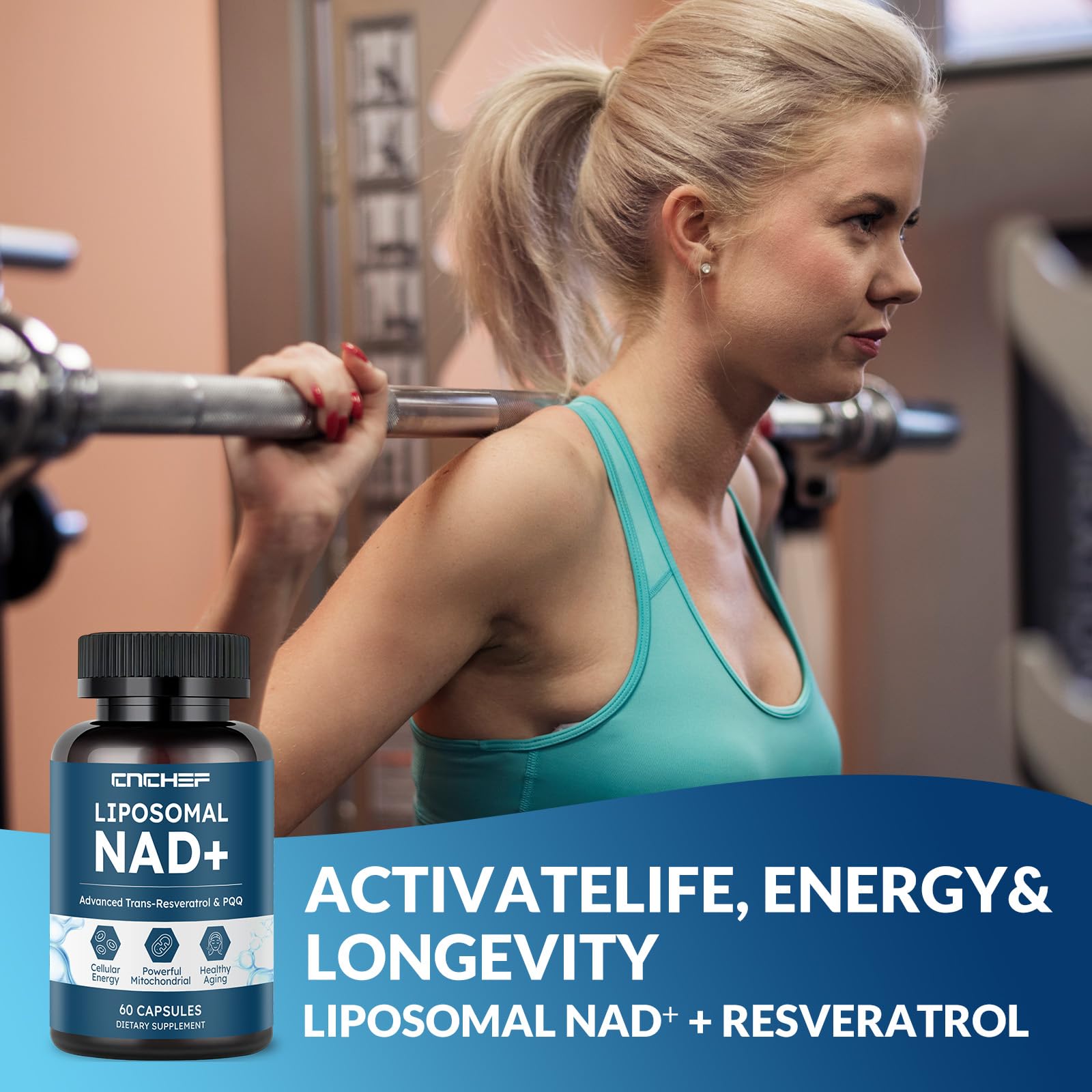 CNCHEF Liposomal NAD Supplement -1000mg, NAD Resveratrol Supplement for Women & Men with Nicotinamide Riboside, Resveratrol, PQQ & TMG, NAD Plus Boosts NAD+ Levels, Anti-Aging & Brain, 60 Capsules CNCHEF buy supplements canada