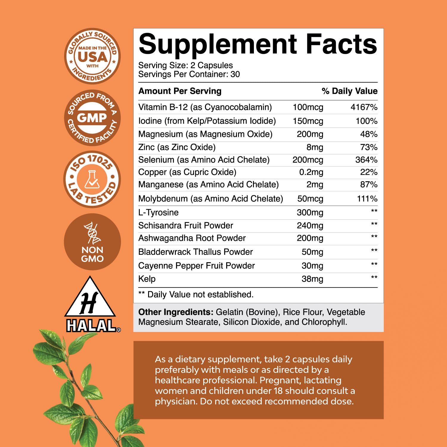 Herbal Thyroid Support Complex - Iodine Thyroid Supplement with L Tyrosine Bladderwrack Natures Craft buy supplements canada