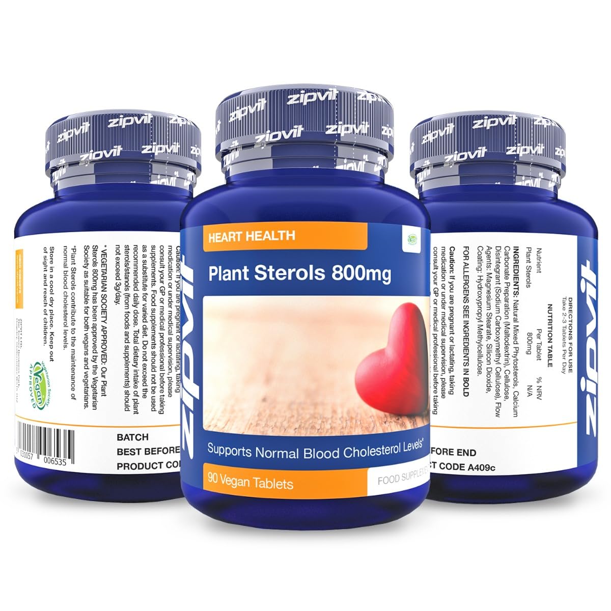 Plant Sterols High Strength 800mg, 90 Vegan Tablets, Supports and Helps Lower Zipvit buy supplements canada