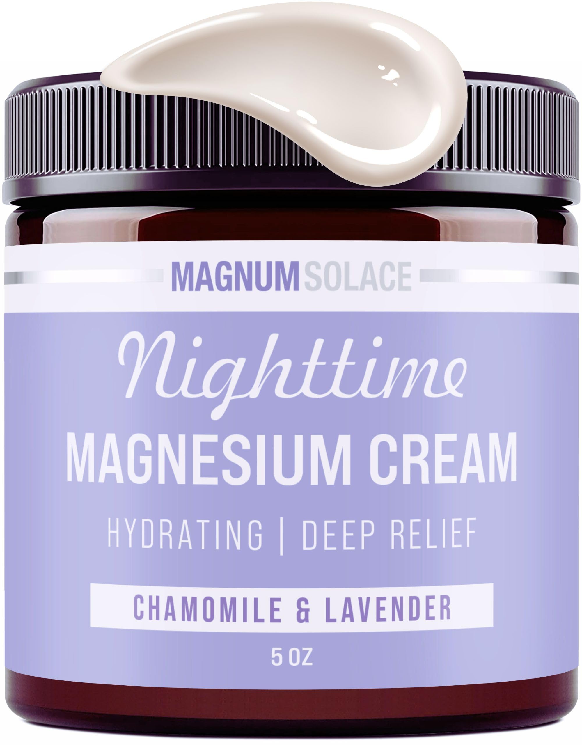 Magnum Solace Magnesium Lotion – Nighttime Magnesium Cream – Apply to Legs, Arms or Chest - Topical Magnesium Chloride – USA Made and Safe for Kids (Chamomile Lavender) Magnum Solace buy supplements canada