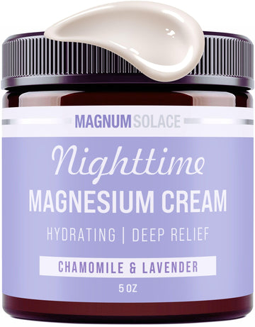 Magnum Solace Magnesium Lotion – Nighttime Magnesium Cream – Apply to Legs, Arms or Chest - Topical Magnesium Chloride – USA Made and Safe for Kids (Chamomile Lavender) Magnum Solace buy supplements canada