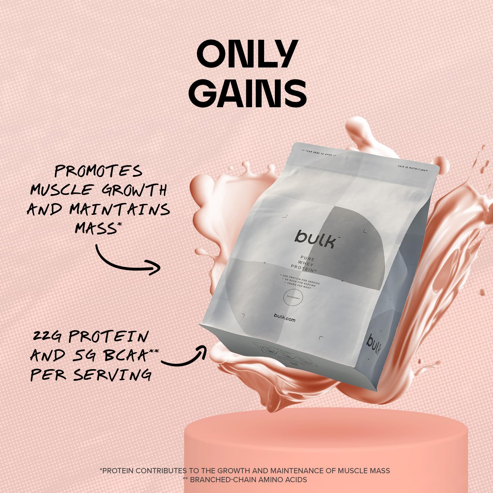 Bulk Pure Whey Protein Powder Shake, Raspberry, 500 g, Packaging May Vary Bulk buy supplements canada