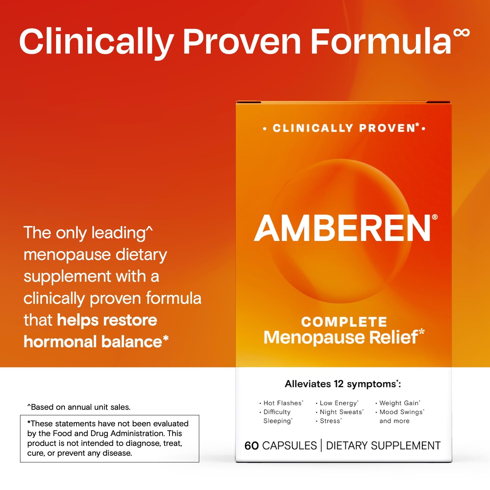 Amberen Menopause Supplement for Women, 60 Capsules, Clinically Proven, Helps Support Hormone Balance, Helps Relieve 12 Menopause Symptoms: Hot Flashes, Night Sweats, Mood Swings and More Amberen buy supplements canada