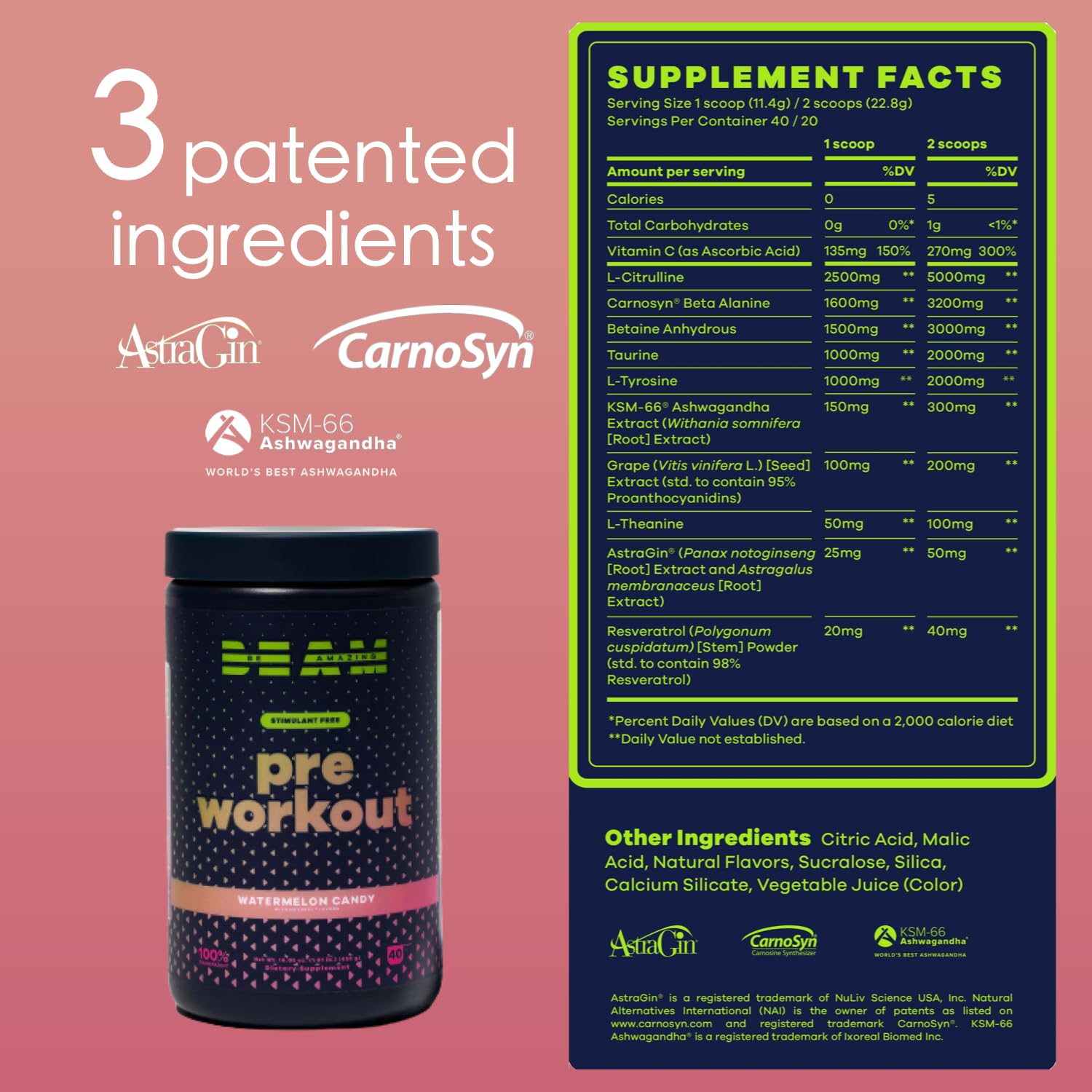 BEAM Be Amazing Vegan Stim Free Pre-Workout Powder | Energy Booster Powdered Drink BEAM buy supplements canada