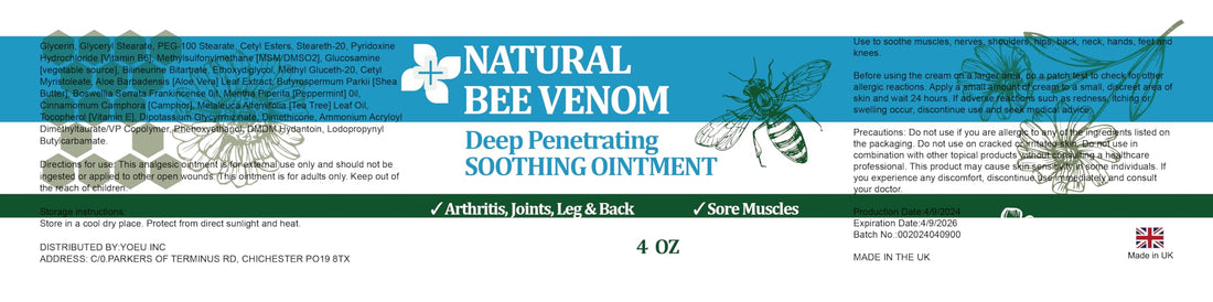 PIBIOOMAP Natural Bee Venom Joint & Muscle & Bone Release Oniment - Homeopathic Remedy - Fast Acting Release for Back, Neck, Hand, Feet, Knee, Muscle, Shoulder, Nerve, Ankle, Foot PIBIOOMAP buy supplements canada